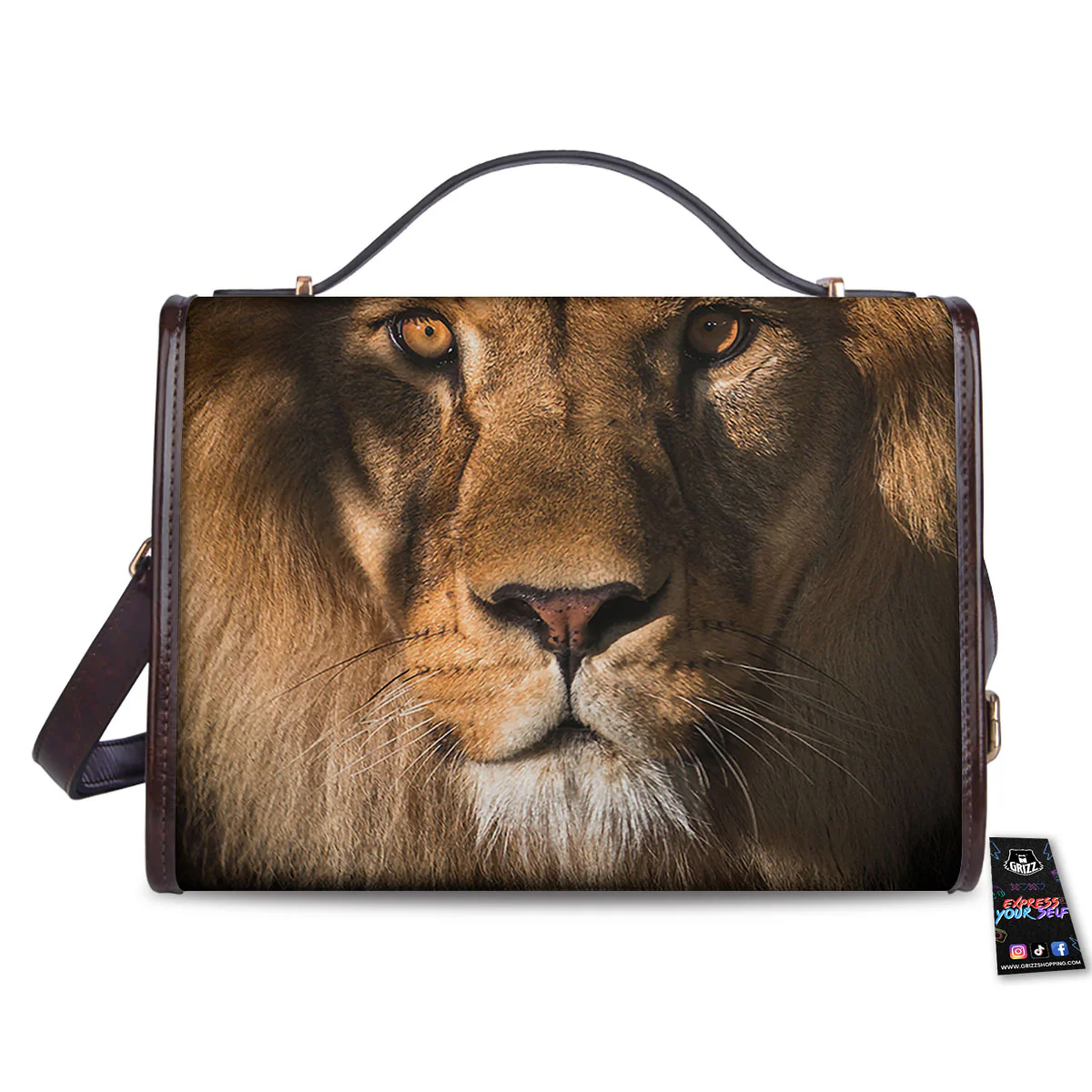 Portrait Leo Print Women's Satchel Bag - Image 2