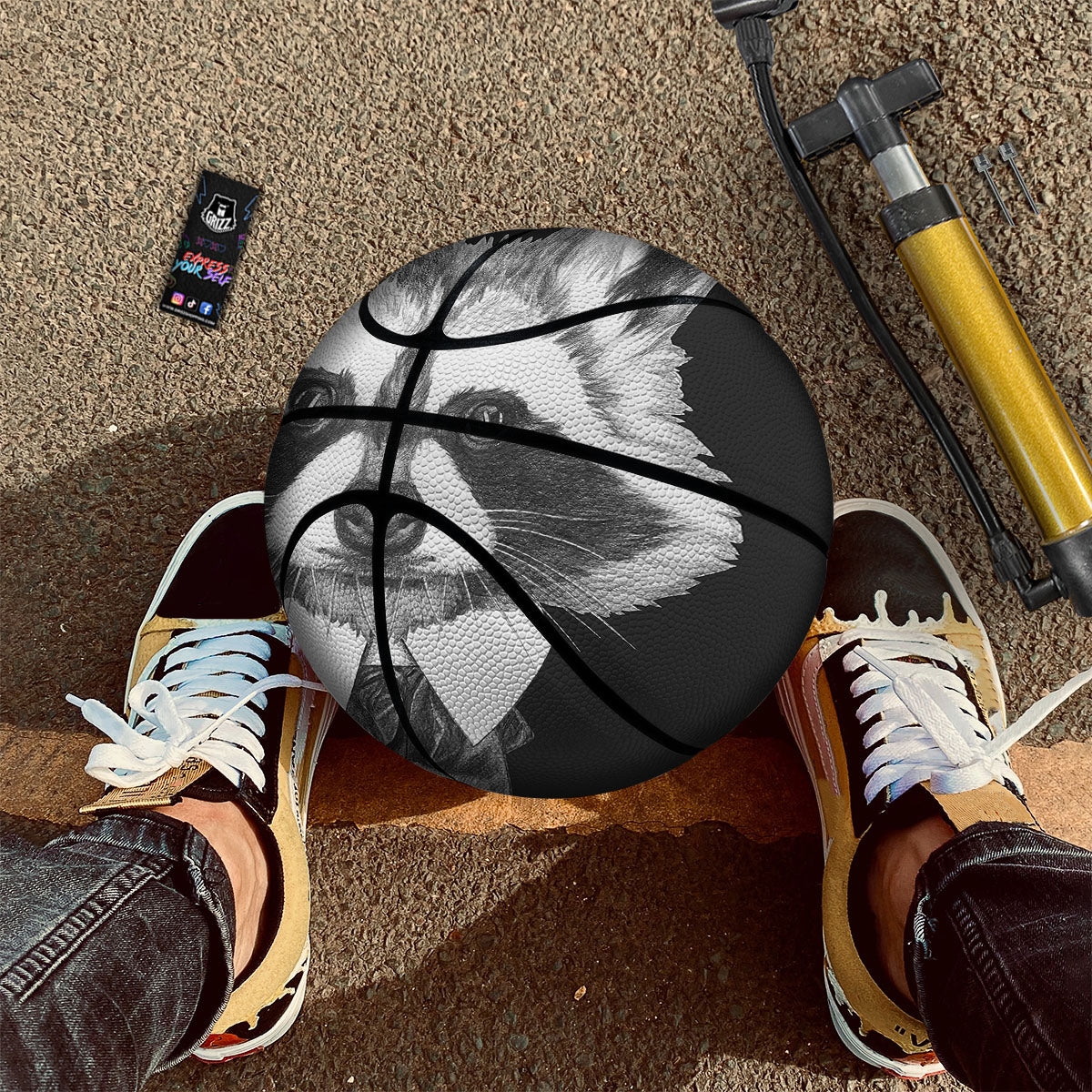 Portrait Raccoon Print Basketball - Image 2
