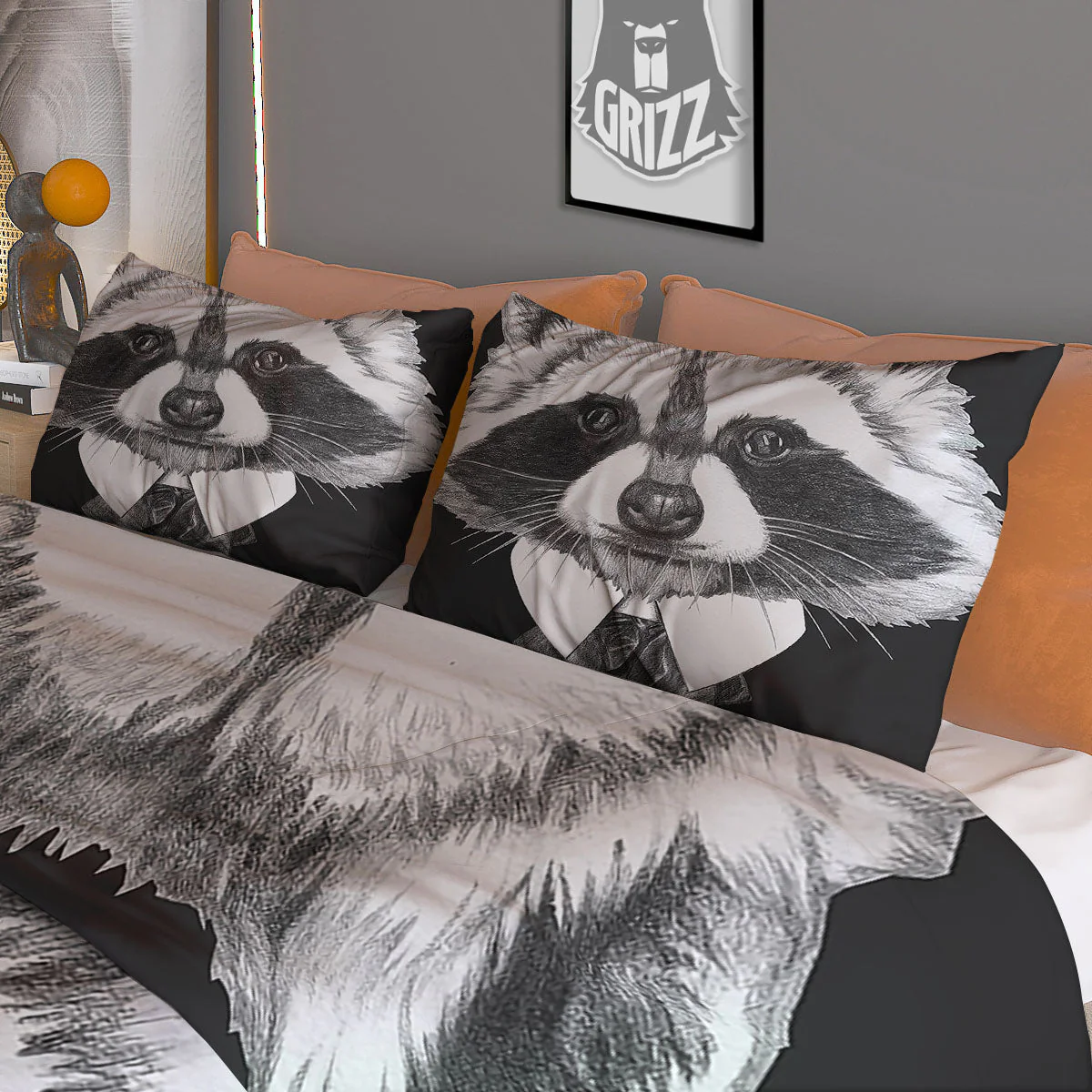 Portrait Raccoon Print Duvet Cover Bedding Set - Image 3