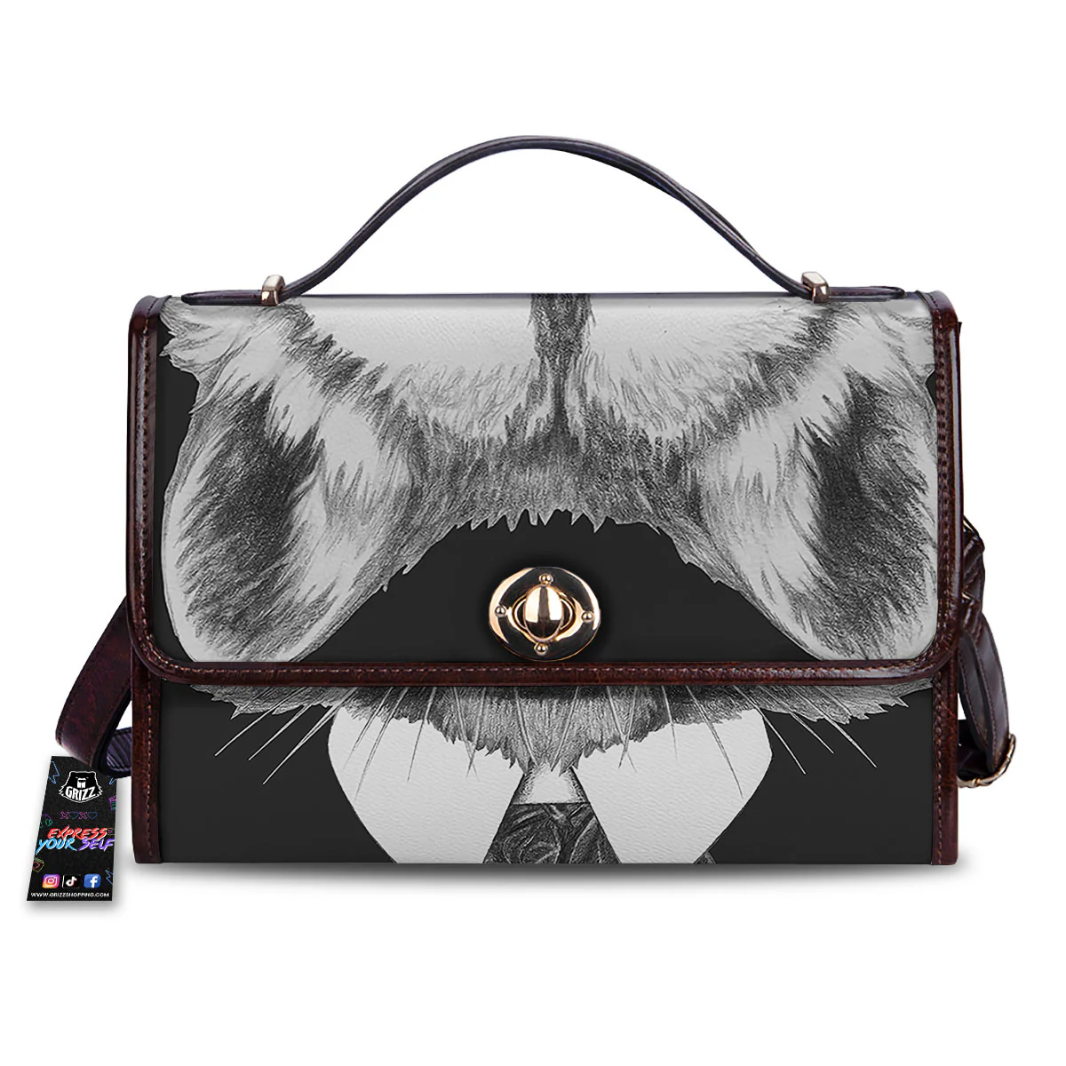 Portrait Raccoon Print Women's Satchel Bag