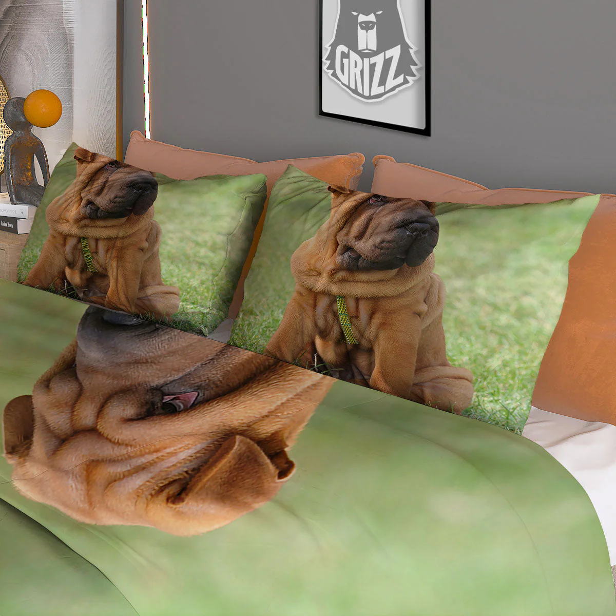 Portrait Shar Pei Print Duvet Cover Bedding Set - Image 3