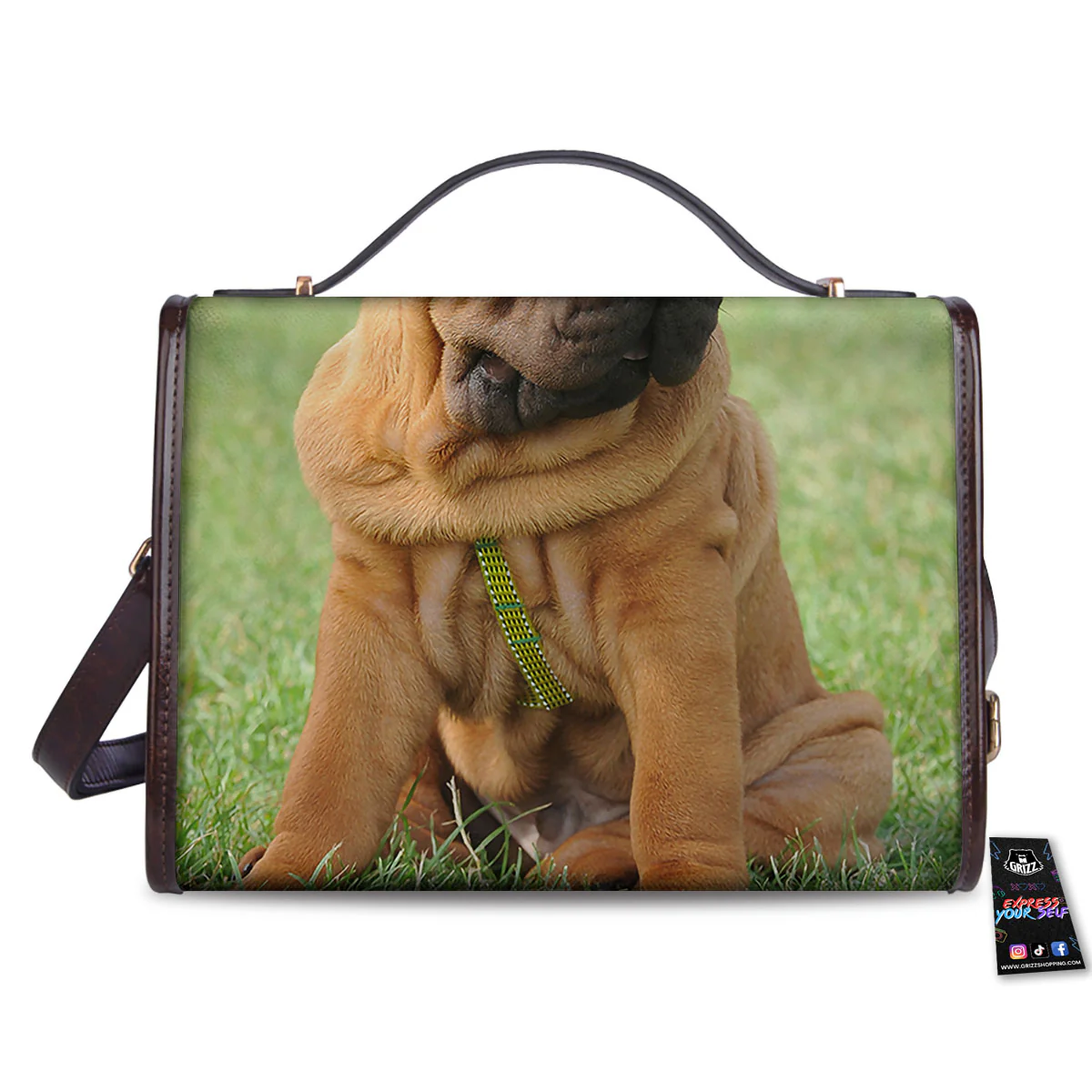 Portrait Shar Pei Print Women's Satchel Bag - Image 2
