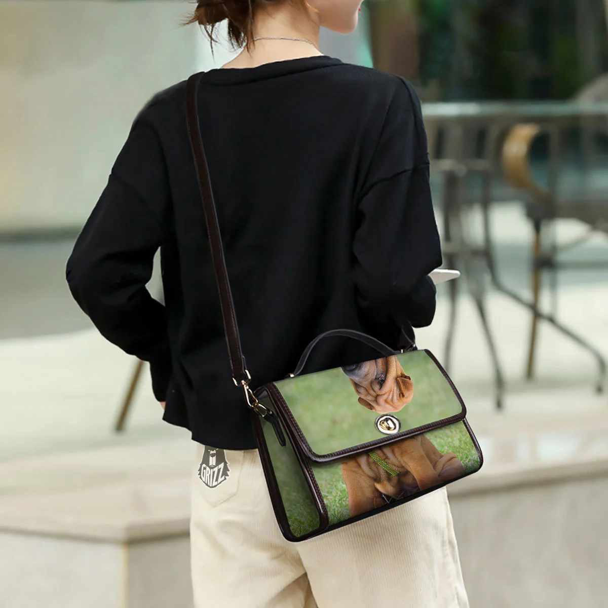 Portrait Shar Pei Print Women's Satchel Bag - Image 3