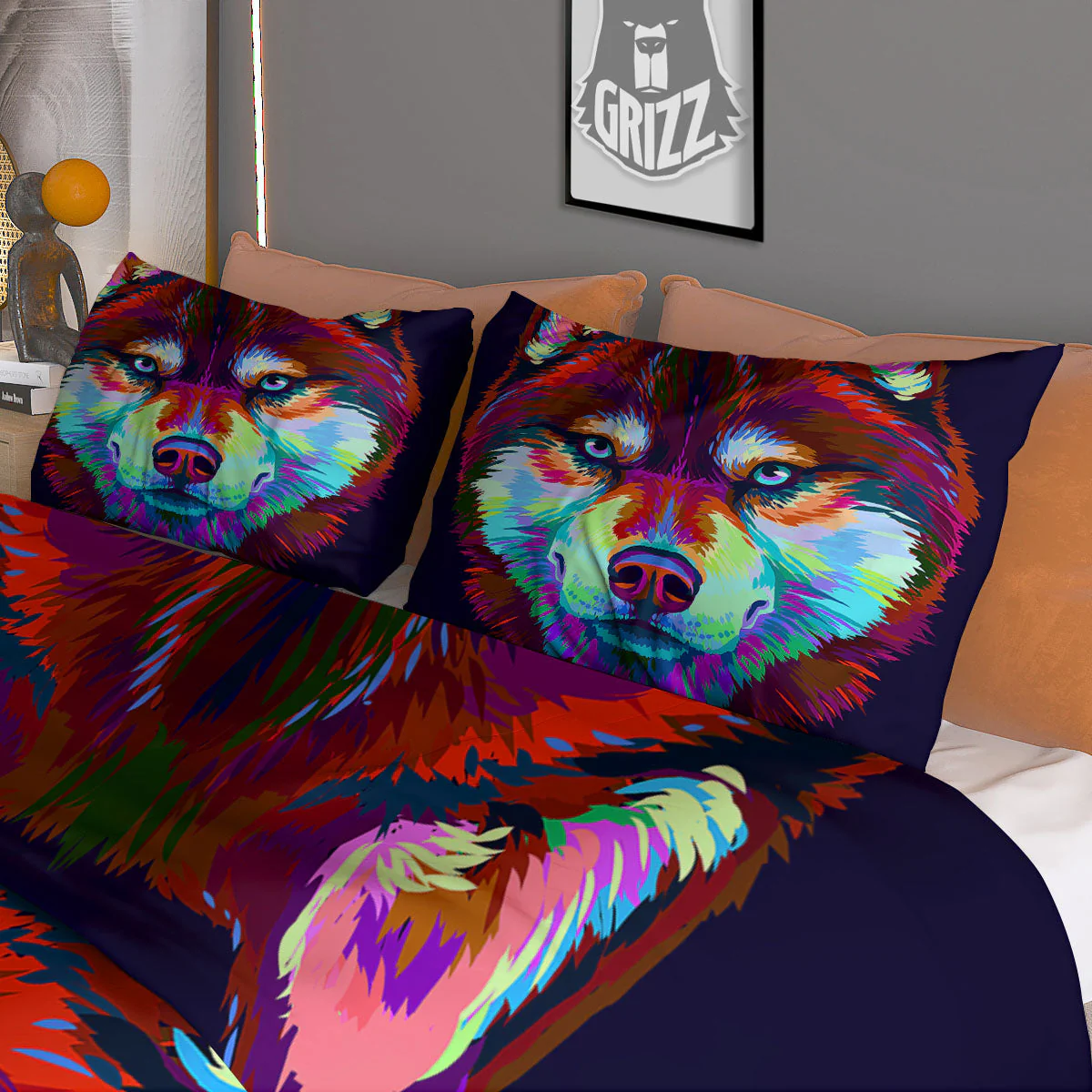 Portrait Siberian Husky Print Duvet Cover Bedding Set - Image 3