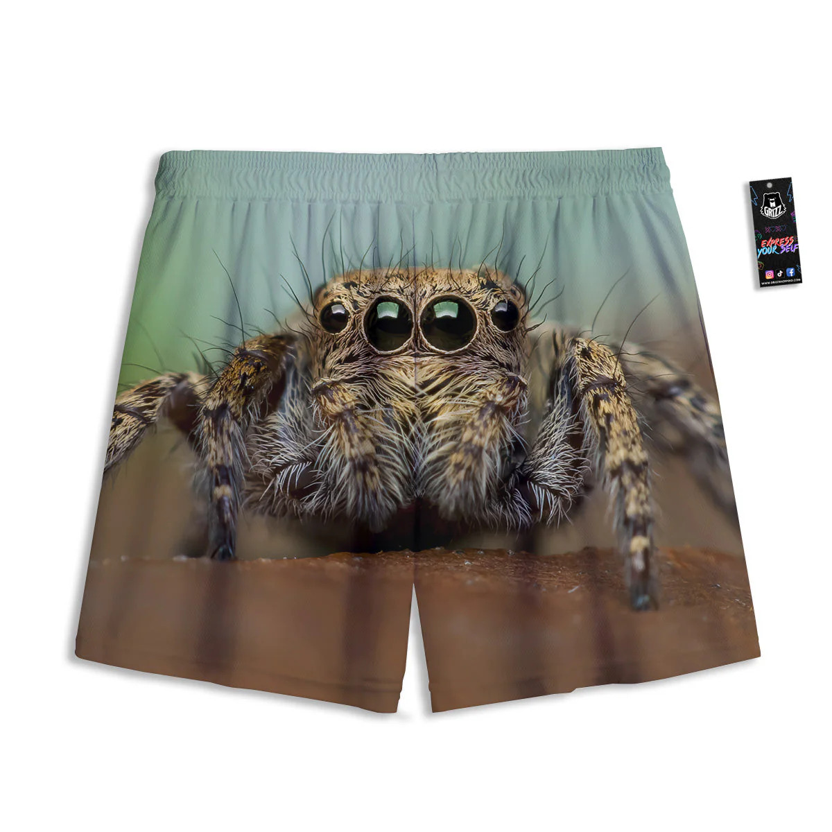 Portrait Spider Print Mesh Shorts - Image 2