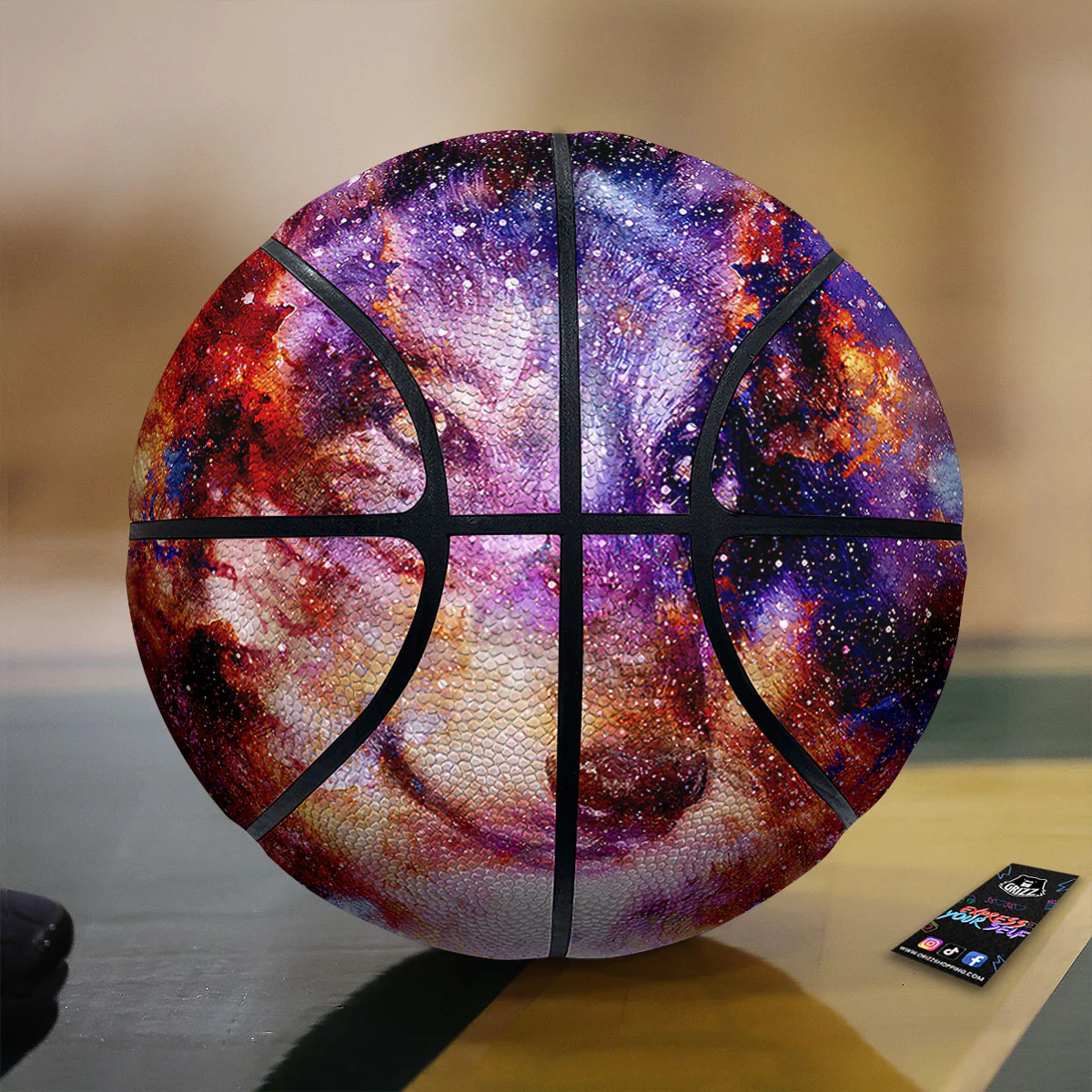 Portrait Wolf Galaxy Print Basketball