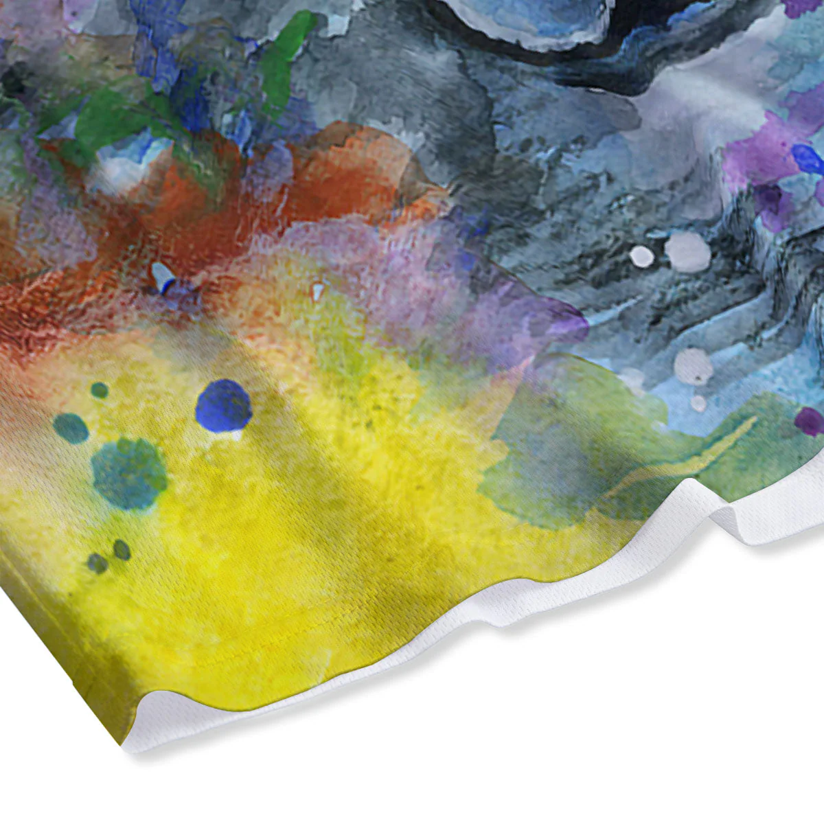 Portrait Wolf Watercolor Print Mesh Shorts - Image 4