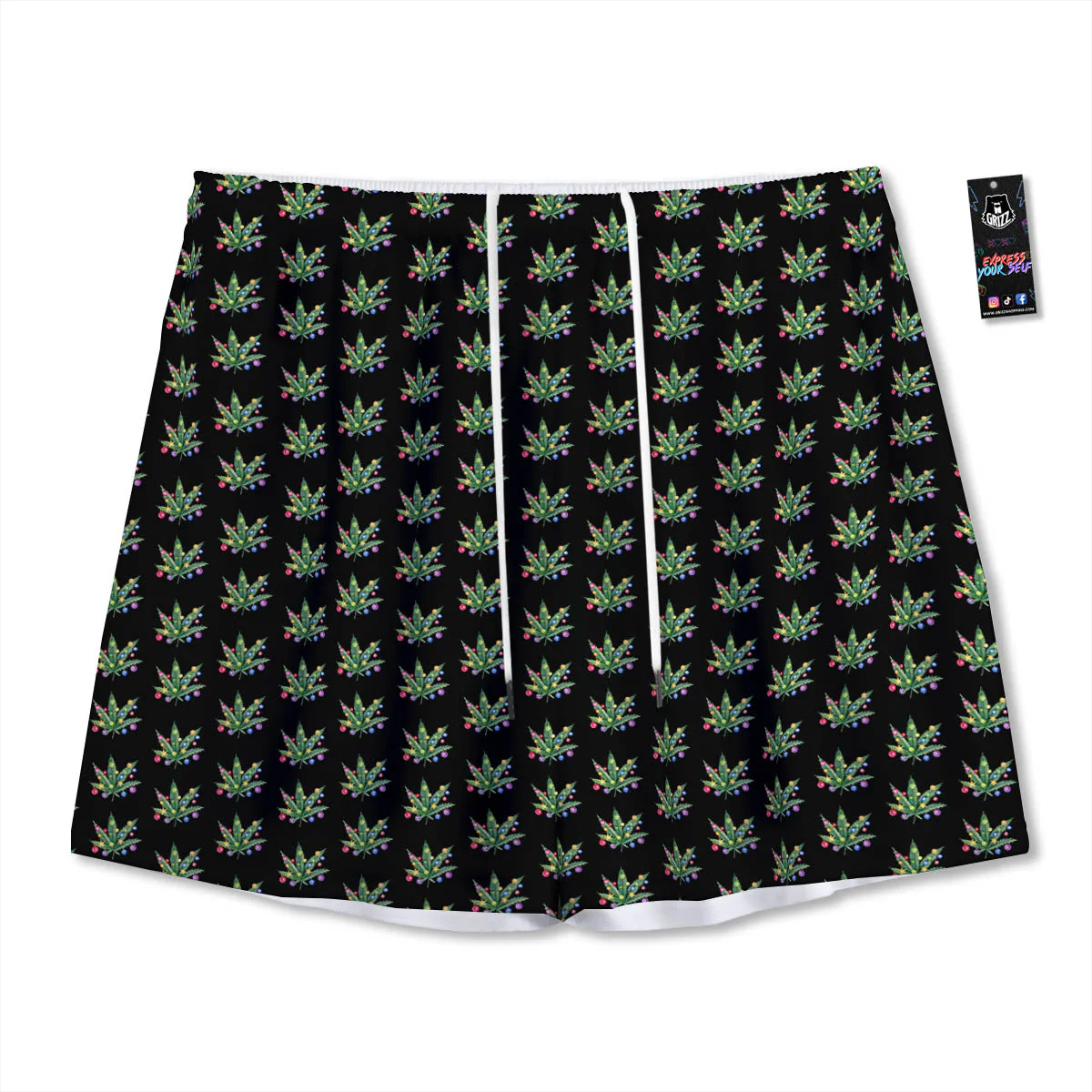 Pot Leaf Christmas Print Pattern Mesh Shorts