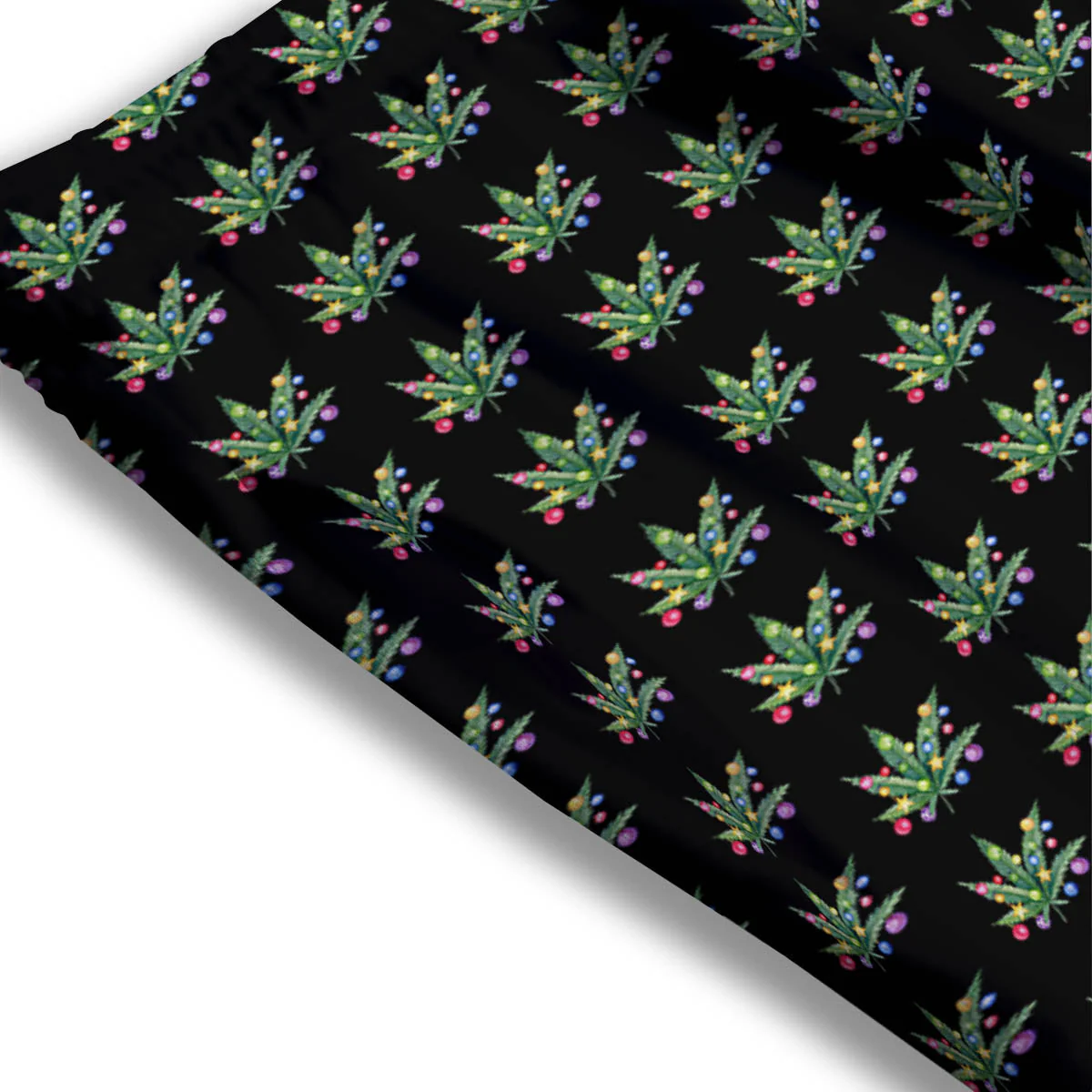 Pot Leaf Christmas Print Pattern Mesh Shorts - Image 3