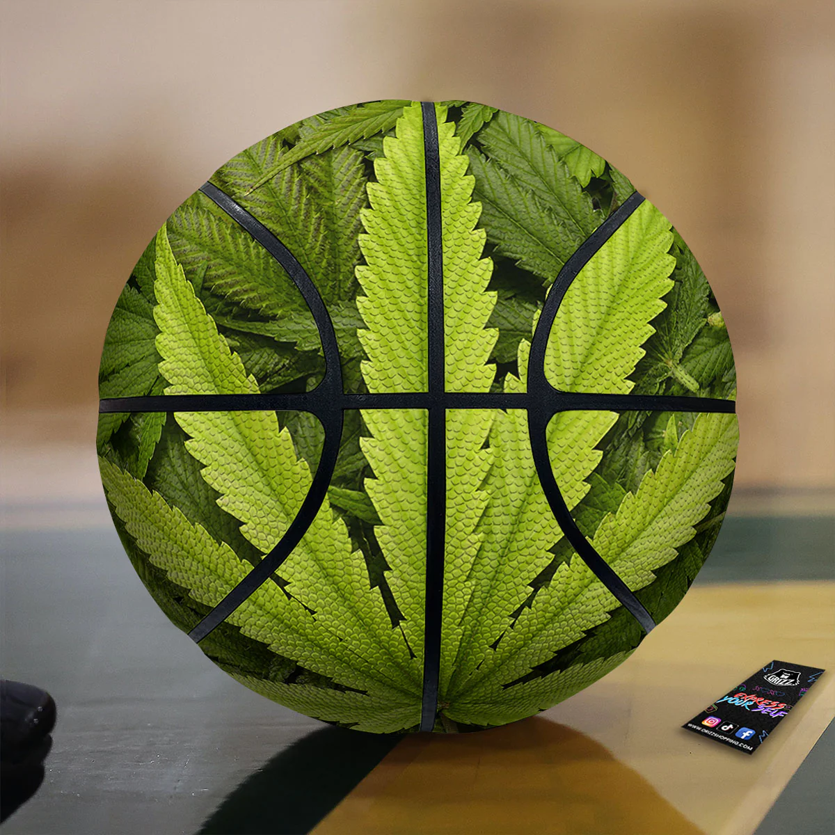 Pot Leaf Green Print Basketball