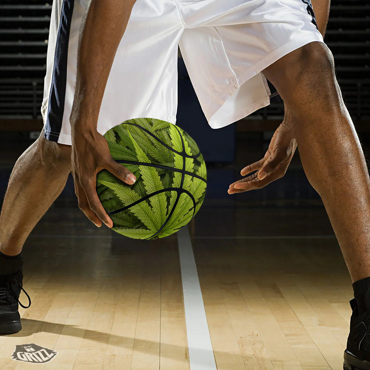 Pot Leaf Green Print Basketball - Image 3