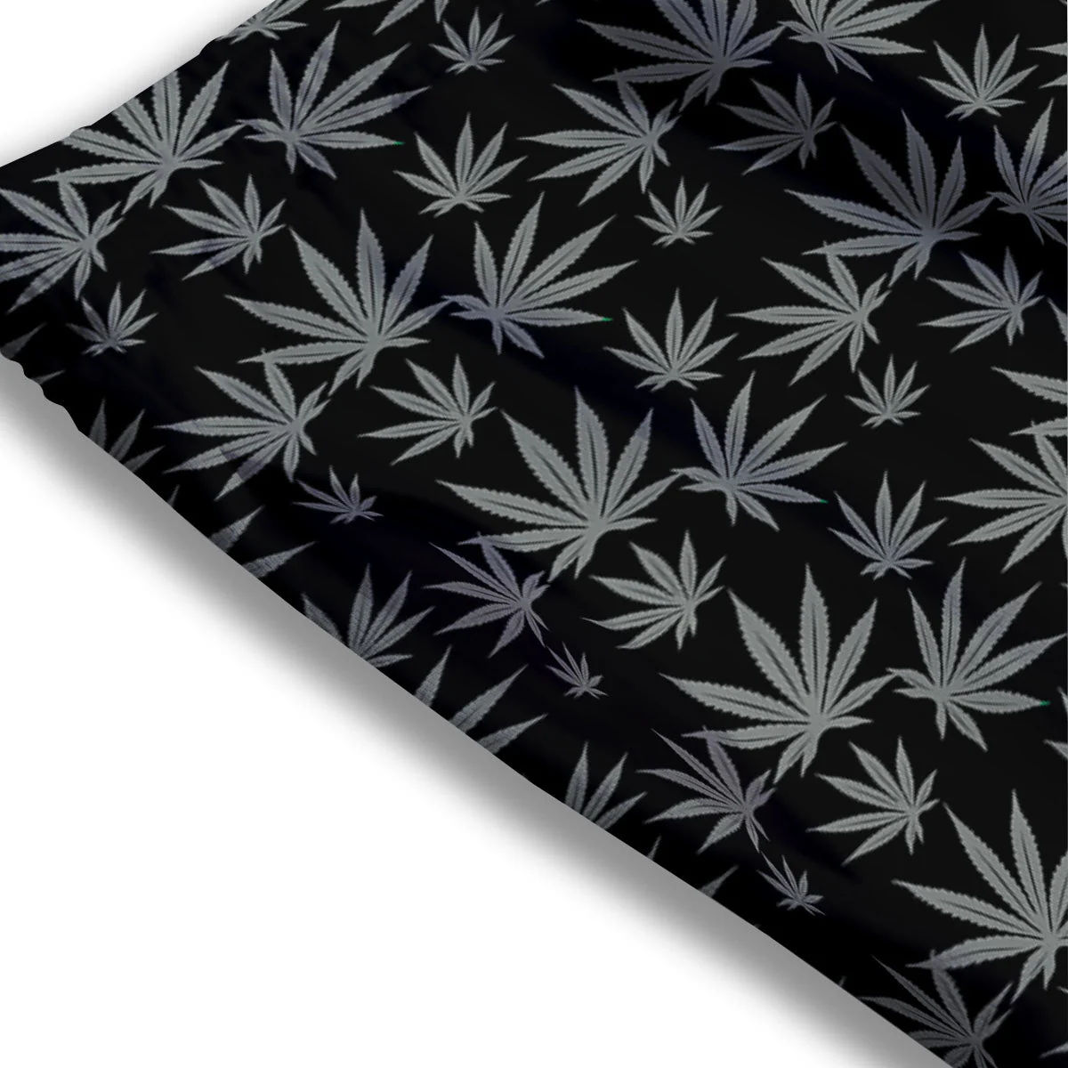 Pot Leaf Grey And Black Print Pattern Mesh Shorts - Image 3