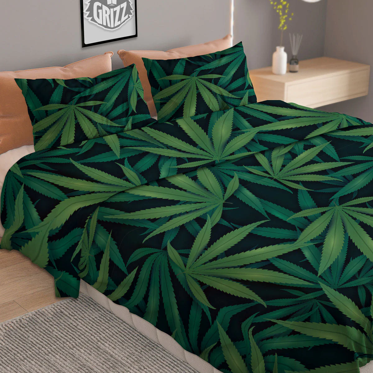 Pot Leaf Print Pattern Duvet Cover Bedding Set - Image 2