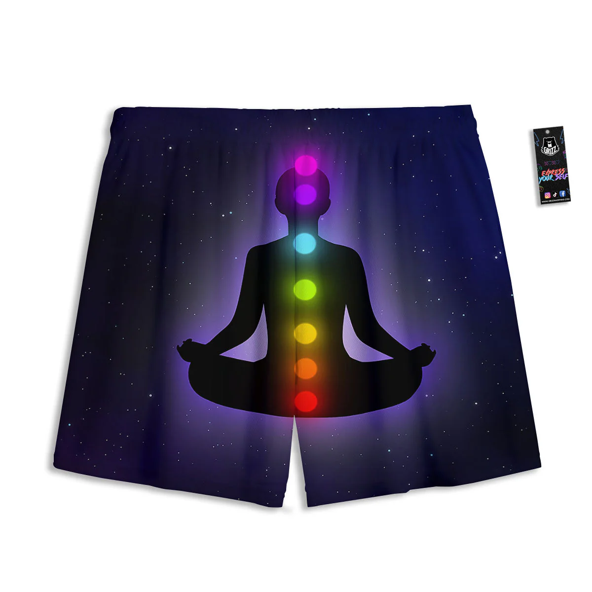 Power Of Seven Chakras Print Mesh Shorts - Image 2