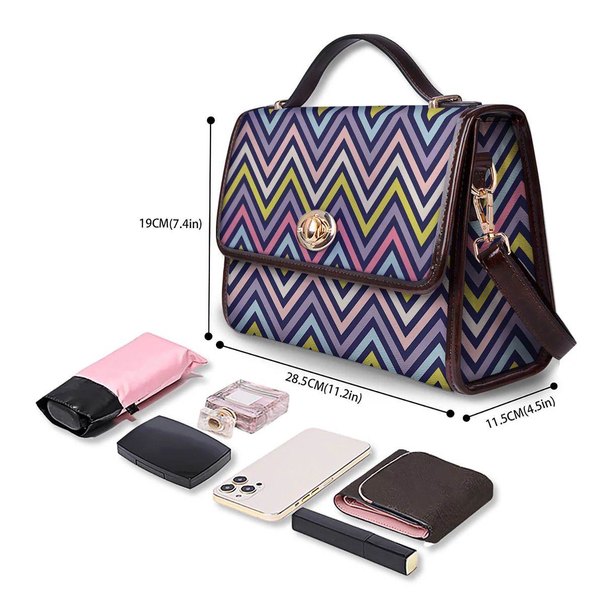 Pride Zigzag Rainbow Gay Print Pattern Women's Satchel Bag - Image 4