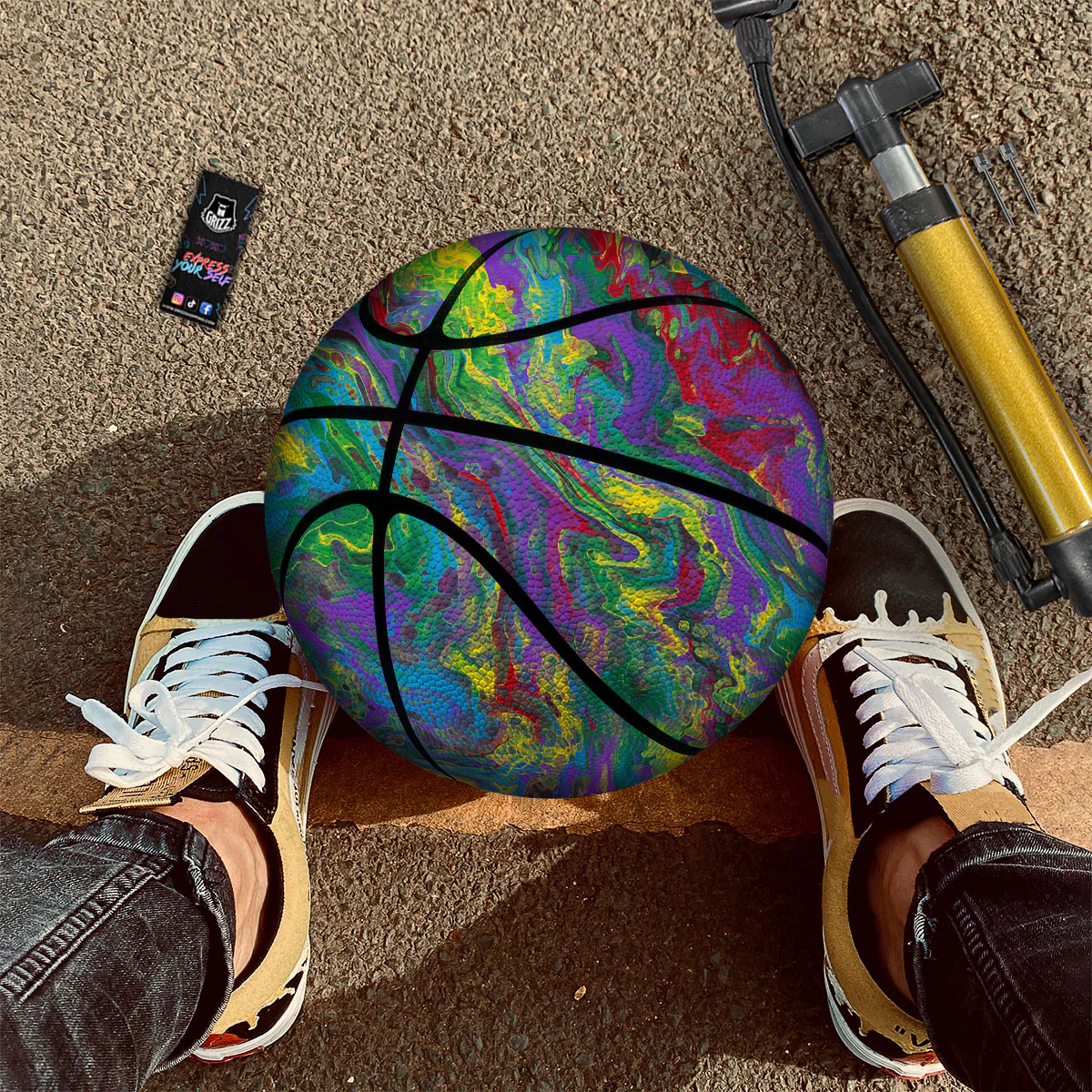 Psychedelic Abstract Print Basketball - Image 2