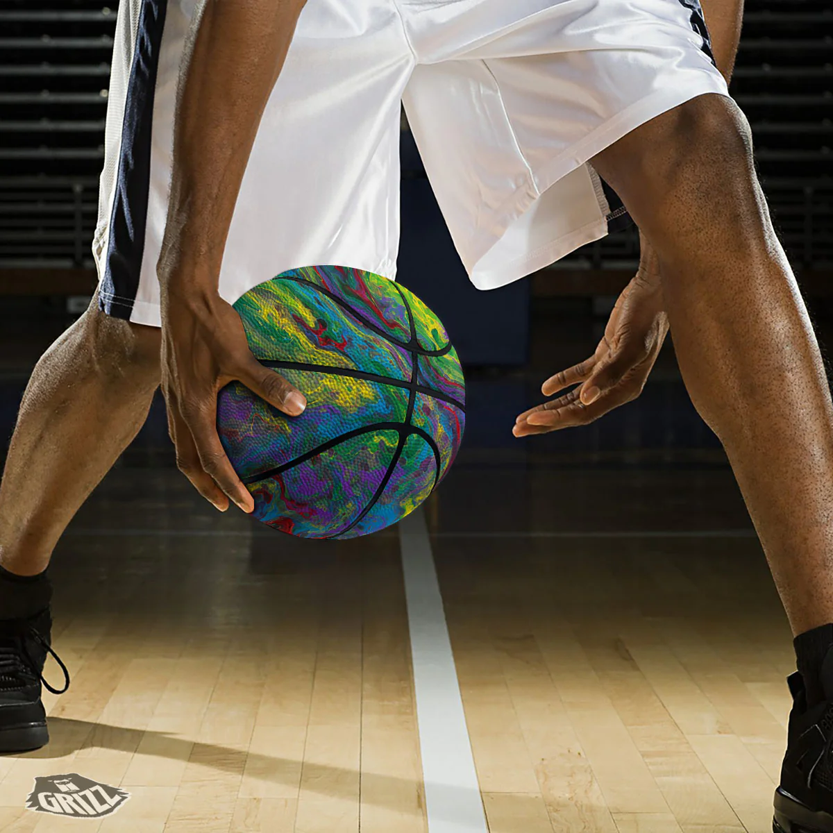 Psychedelic Abstract Print Basketball - Image 3