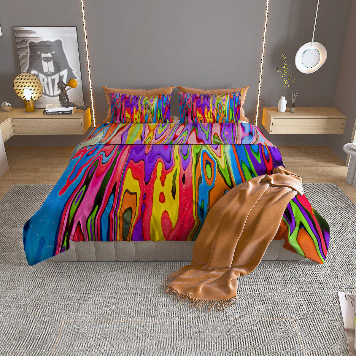 Psychedelic Colorful Print Duvet Cover Bedding Set