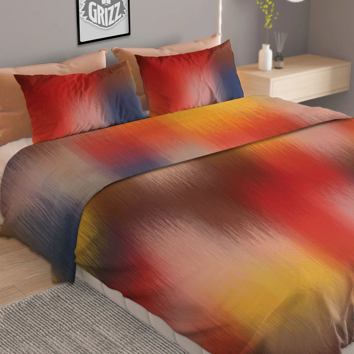 Psychedelic Multicolor Print Duvet Cover Bedding Set - Image 2
