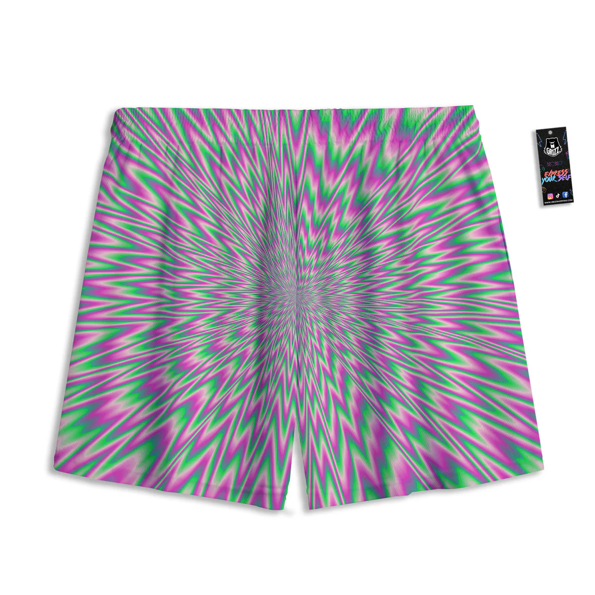 Psychedelic Optical Illusion Twinkle Mesh Shorts - Image 2