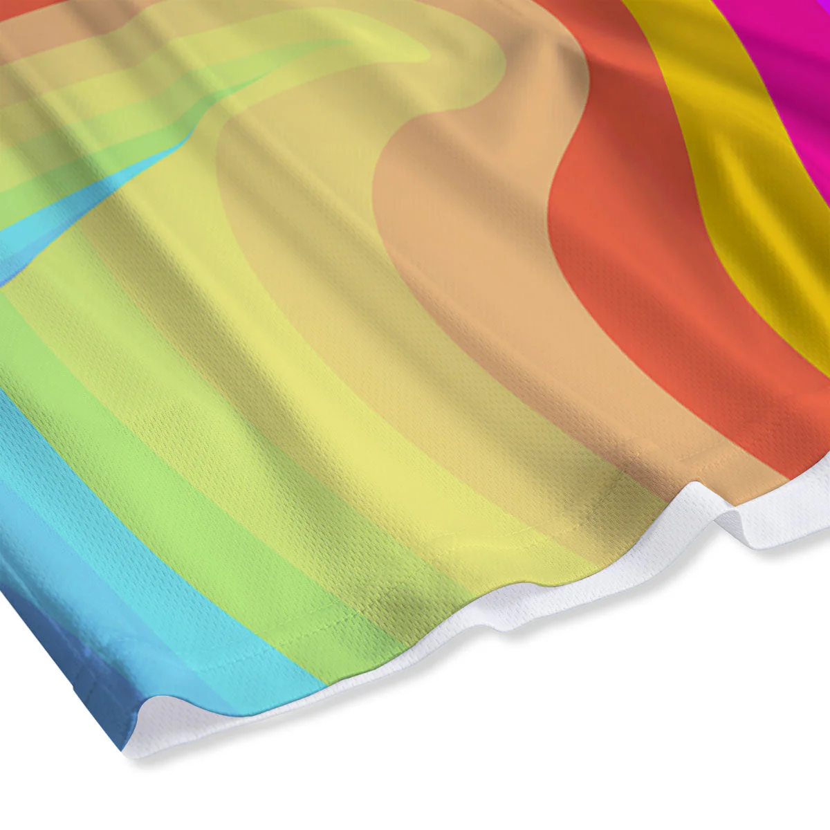 Psychedelic Rainbow Torus Print Mesh Shorts - Image 4