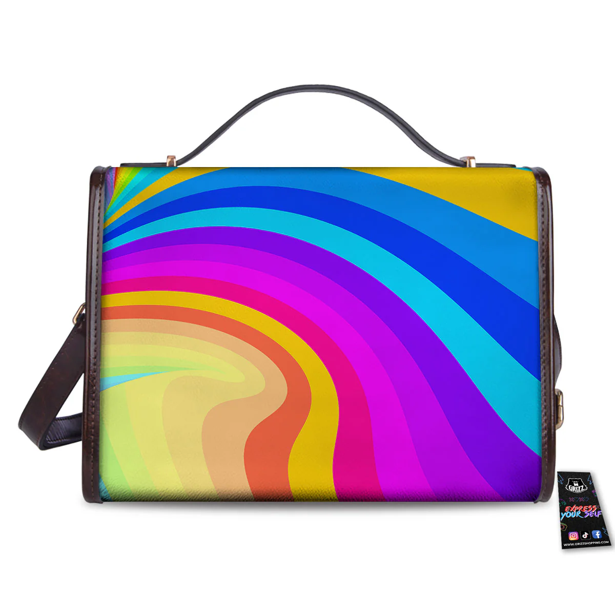Psychedelic Rainbow Torus Print Women's Satchel Bag - Image 2