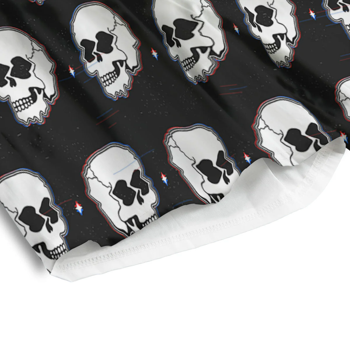 Psychedelic Skull Glitch Print Pattern Men's Athletic Shorts - Image 4