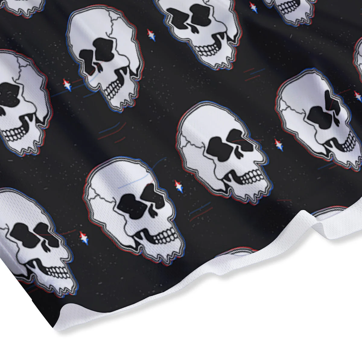 Psychedelic Skull Glitch Print Pattern Mesh Shorts - Image 4