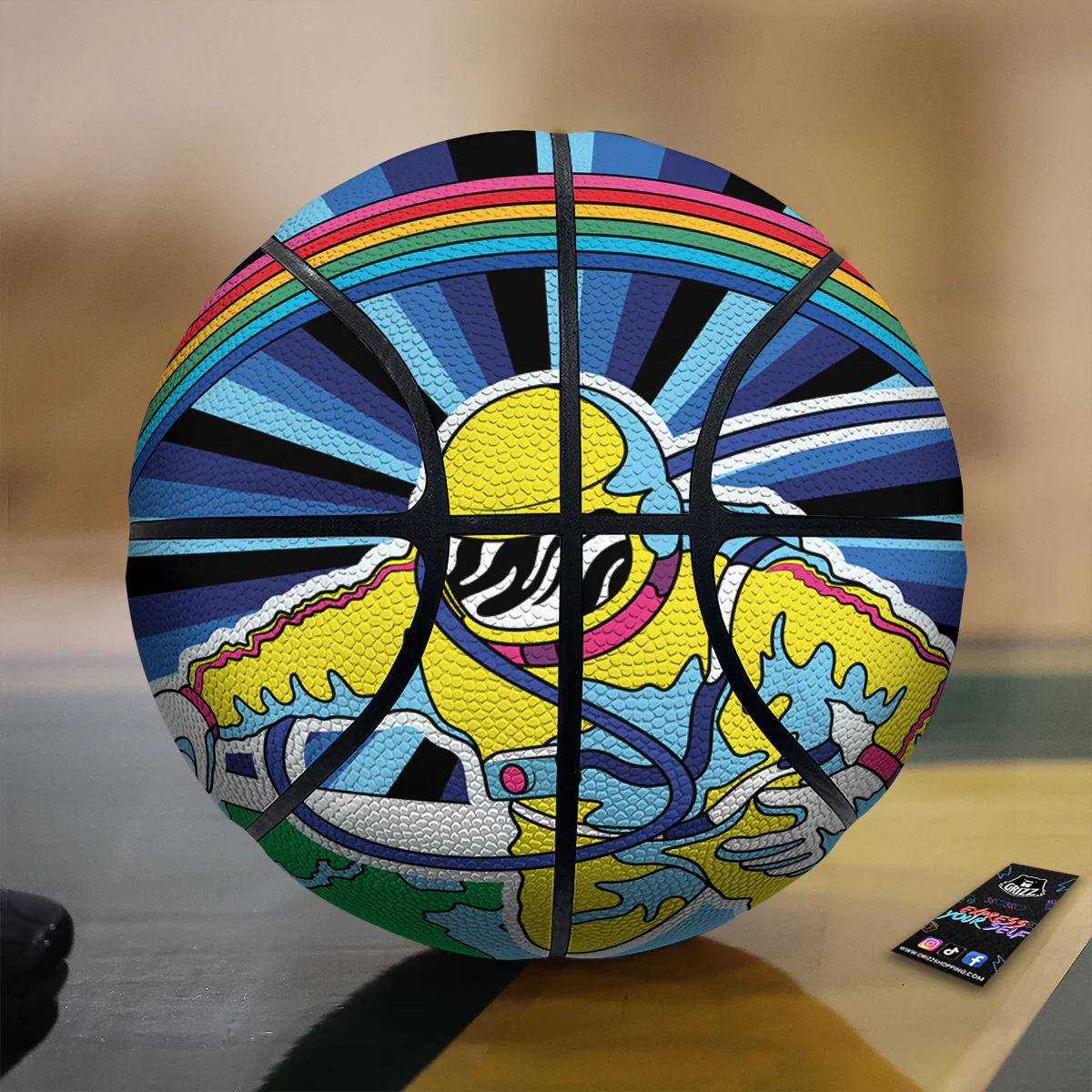 Psychedelic Space And Astronaut Print Basketball