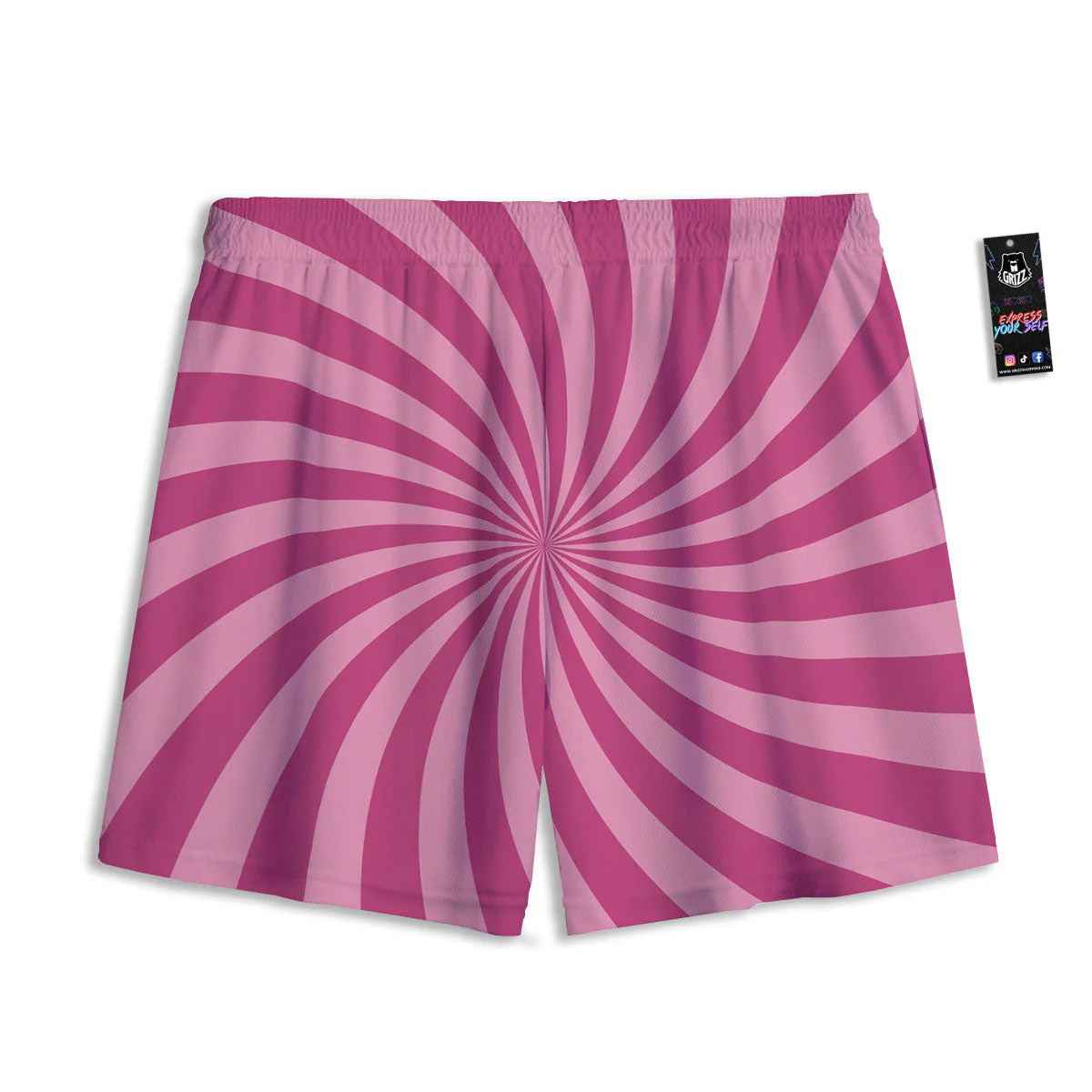 Psychedelic Swirl Pink Print Mesh Shorts - Image 2