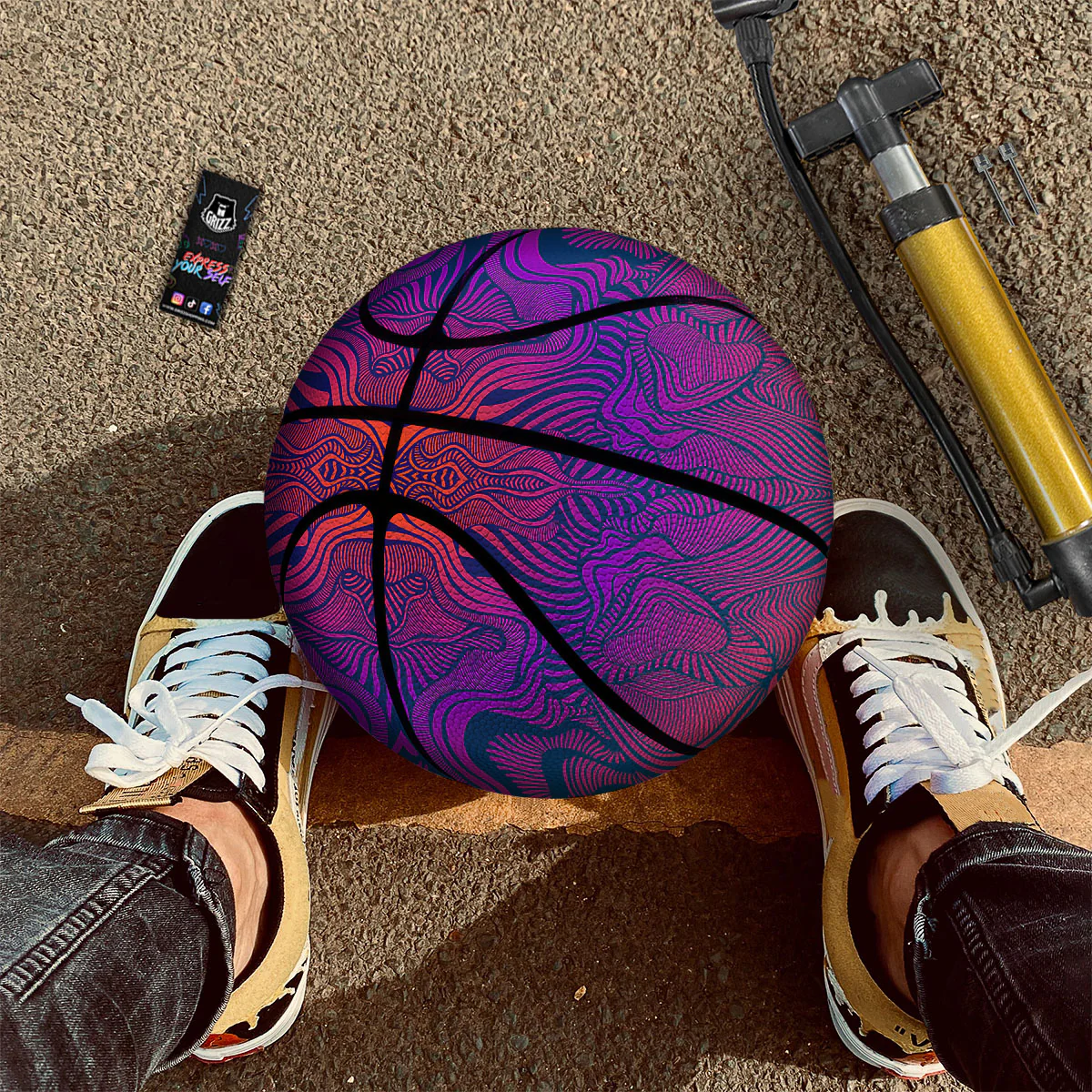 Psychedelic Trippy Ornament Print Basketball - Image 2