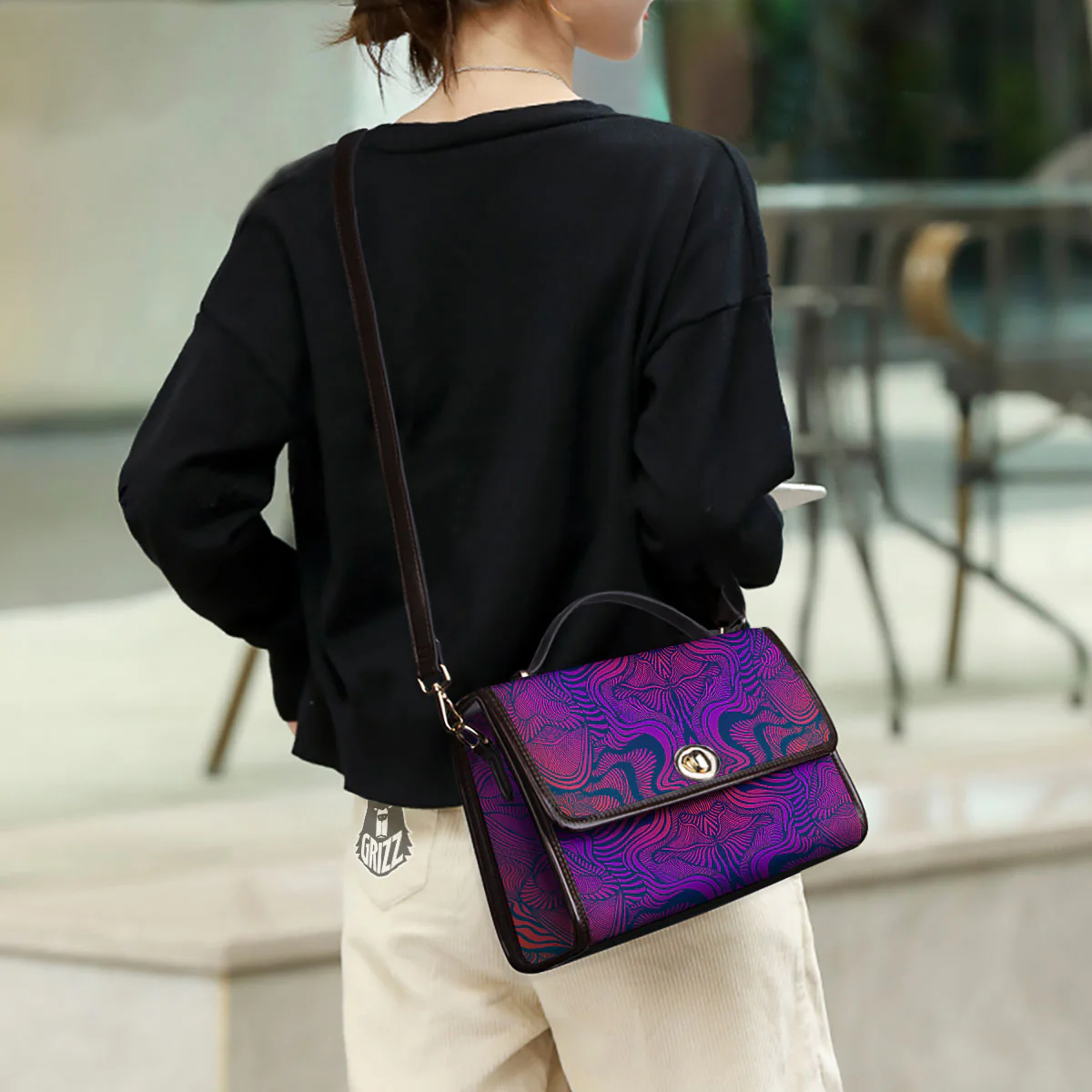 Psychedelic Trippy Ornament Print Women's Satchel Bag - Image 3