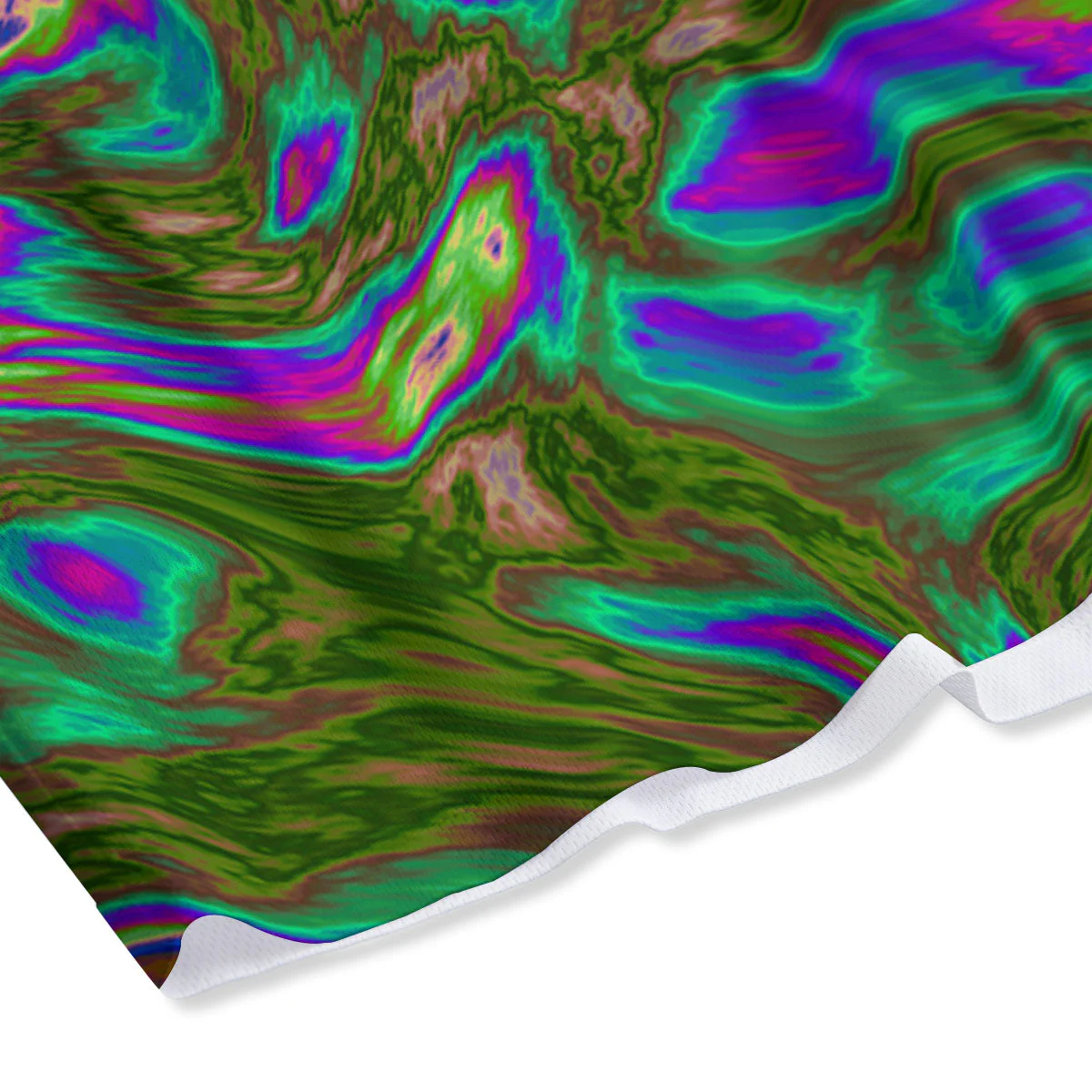 Psychedelic Trippy Purple Green Print Mesh Shorts - Image 4