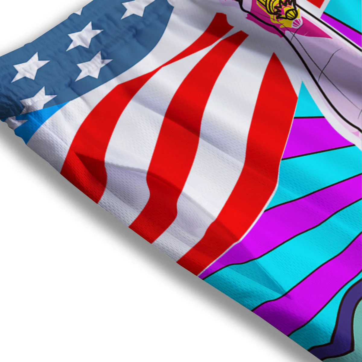 Psychedelic USA Statue of Liberty Independence Day Print Mesh Shorts - Image 3