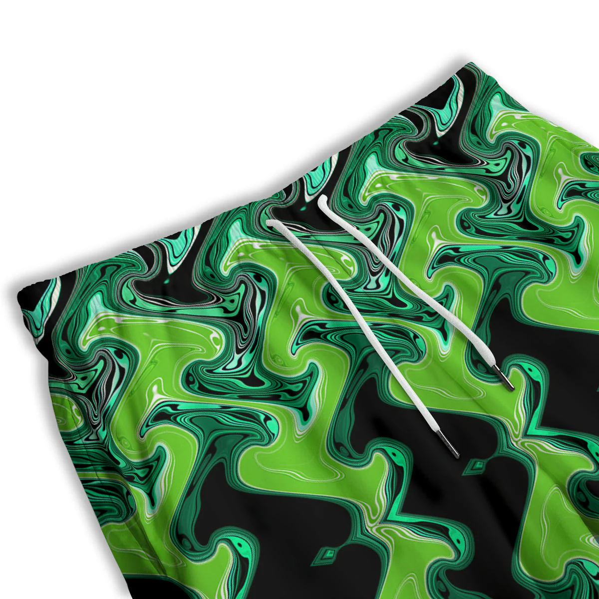 Psychedelic Wave Liquid Green Print Men's Athletic Shorts - Image 3