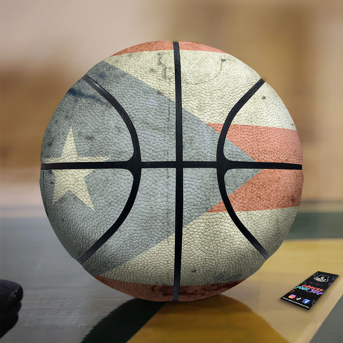 Puerto Rican Flag Grunge Print Basketball