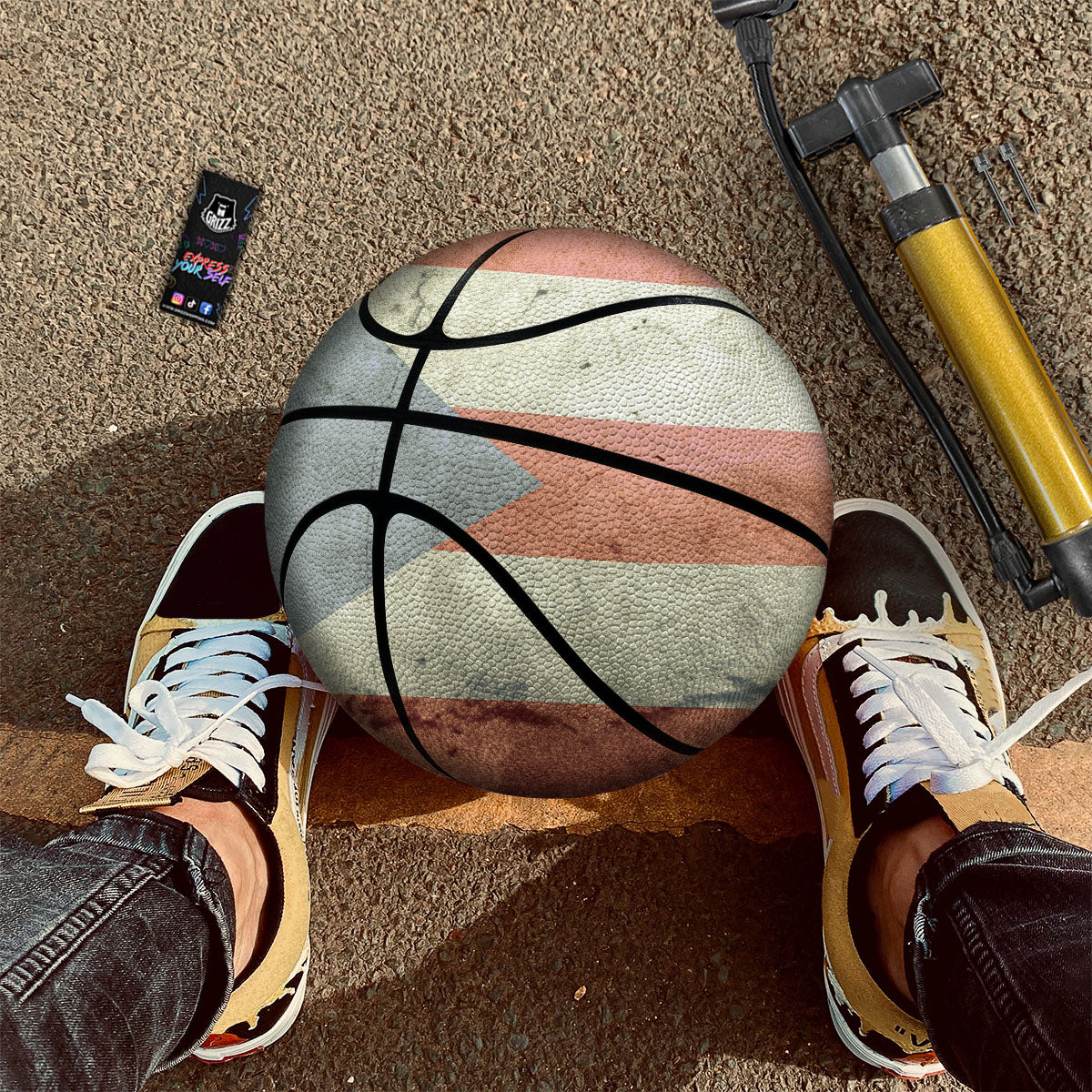Puerto Rican Flag Grunge Print Basketball - Image 2