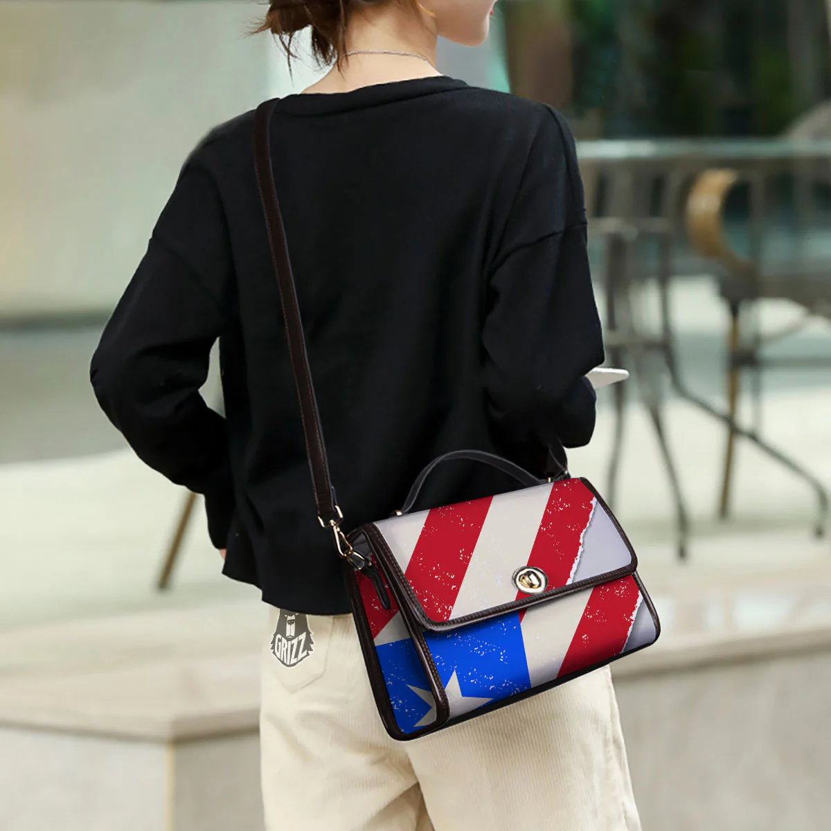 Puerto Rican Retro Flag Print Women's Satchel Bag - Image 3