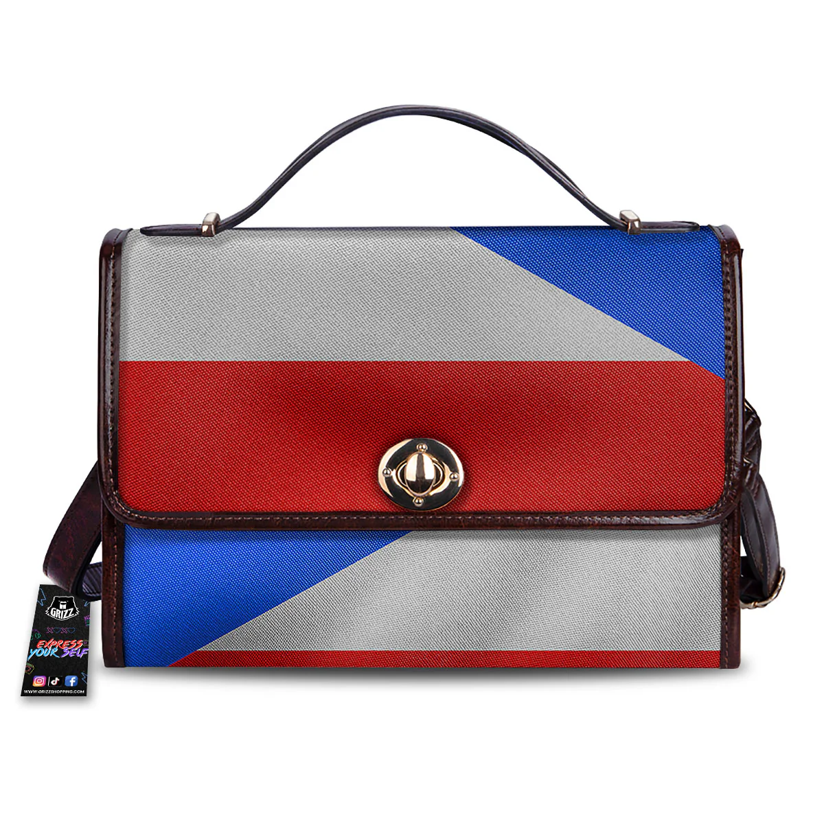 Puerto Rican Wrinkled Flag Print Women's Satchel Bag