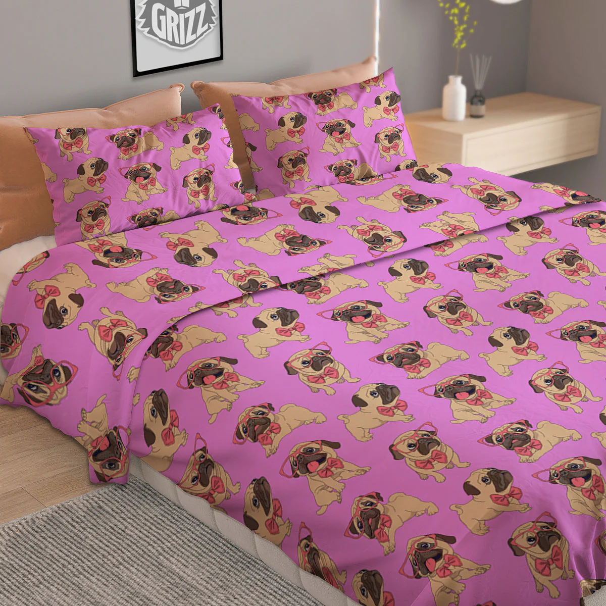 Pug Cute Print Pattern Duvet Cover Bedding Set - Image 2