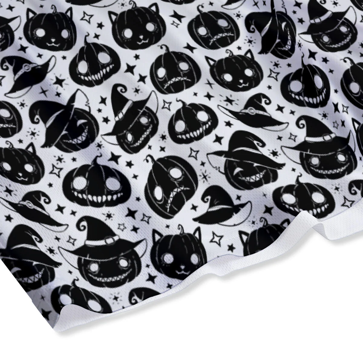 Pumpkin Black Halloween Print Pattern Mesh Shorts - Image 4