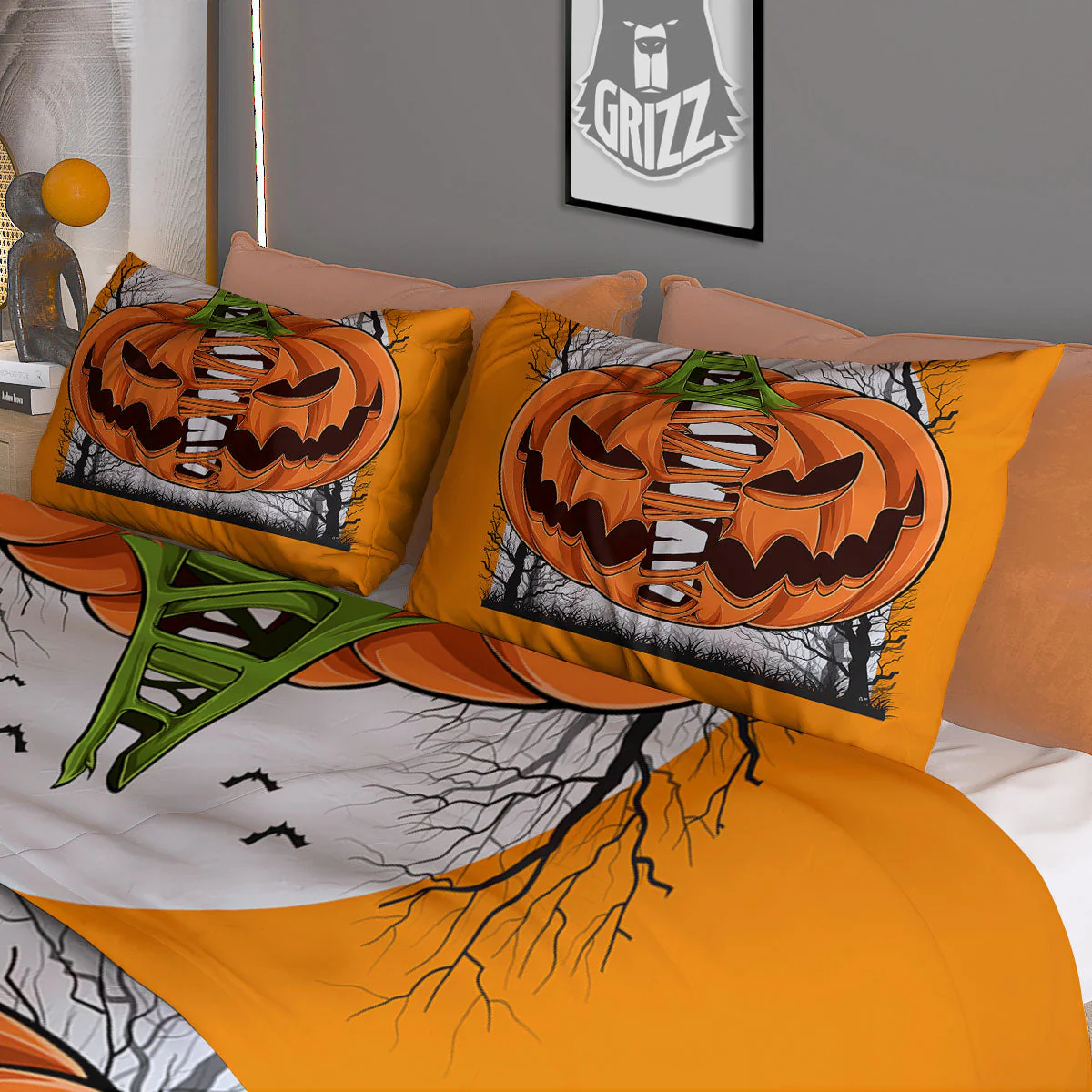 Pumpkin Halloween Character Print Duvet Cover Bedding Set - Image 3