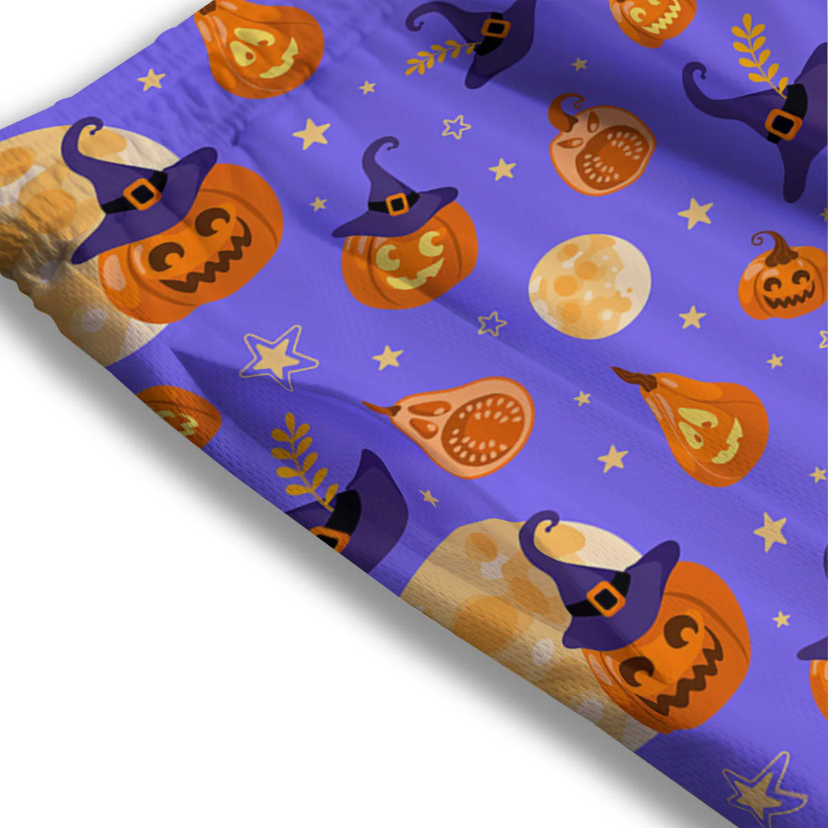 Pumpkin Halloween Purple Print Pattern Mesh Shorts - Image 3