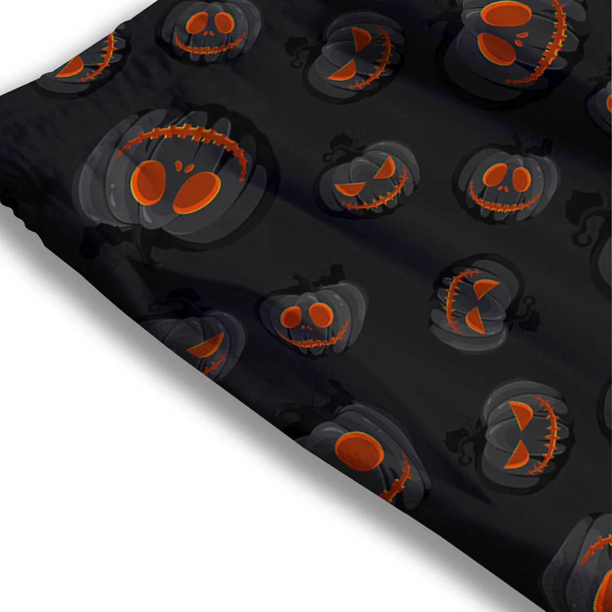 Pumpkin Jack O' Lantern Halloween Print Mesh Shorts - Image 3