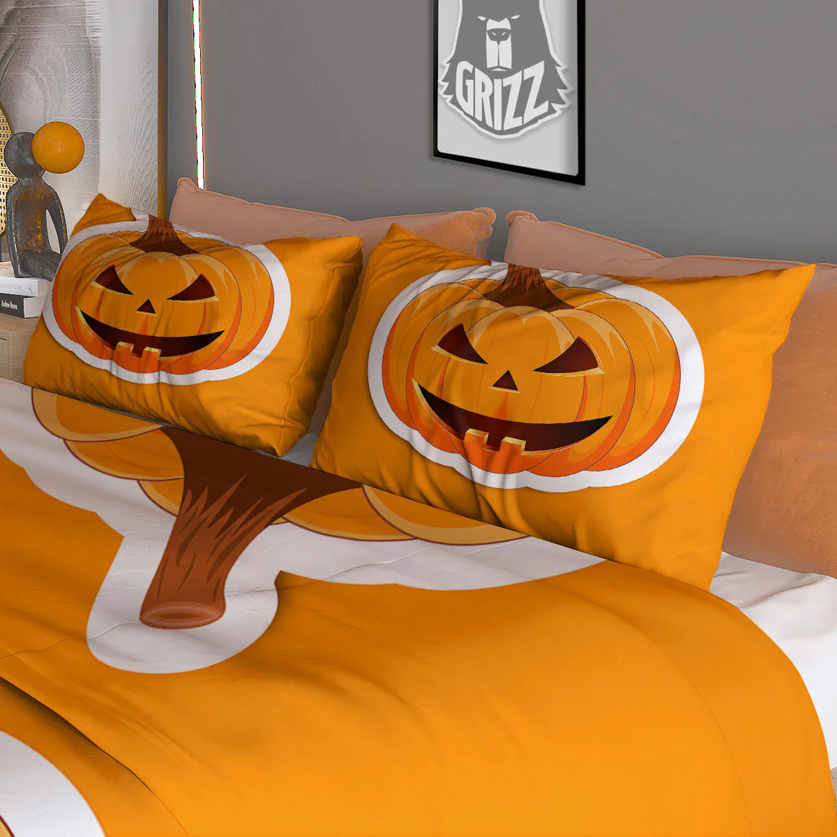 Pumpkin Print Duvet Cover Bedding Set - Image 3