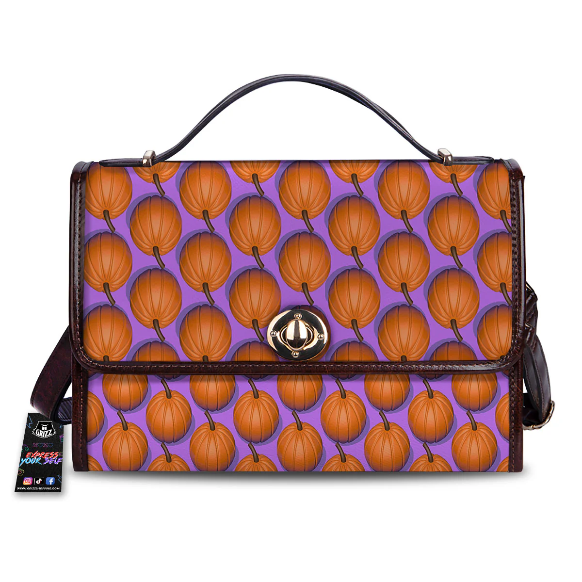 Pumpkin Wave Print Pattern Women's Satchel Bag