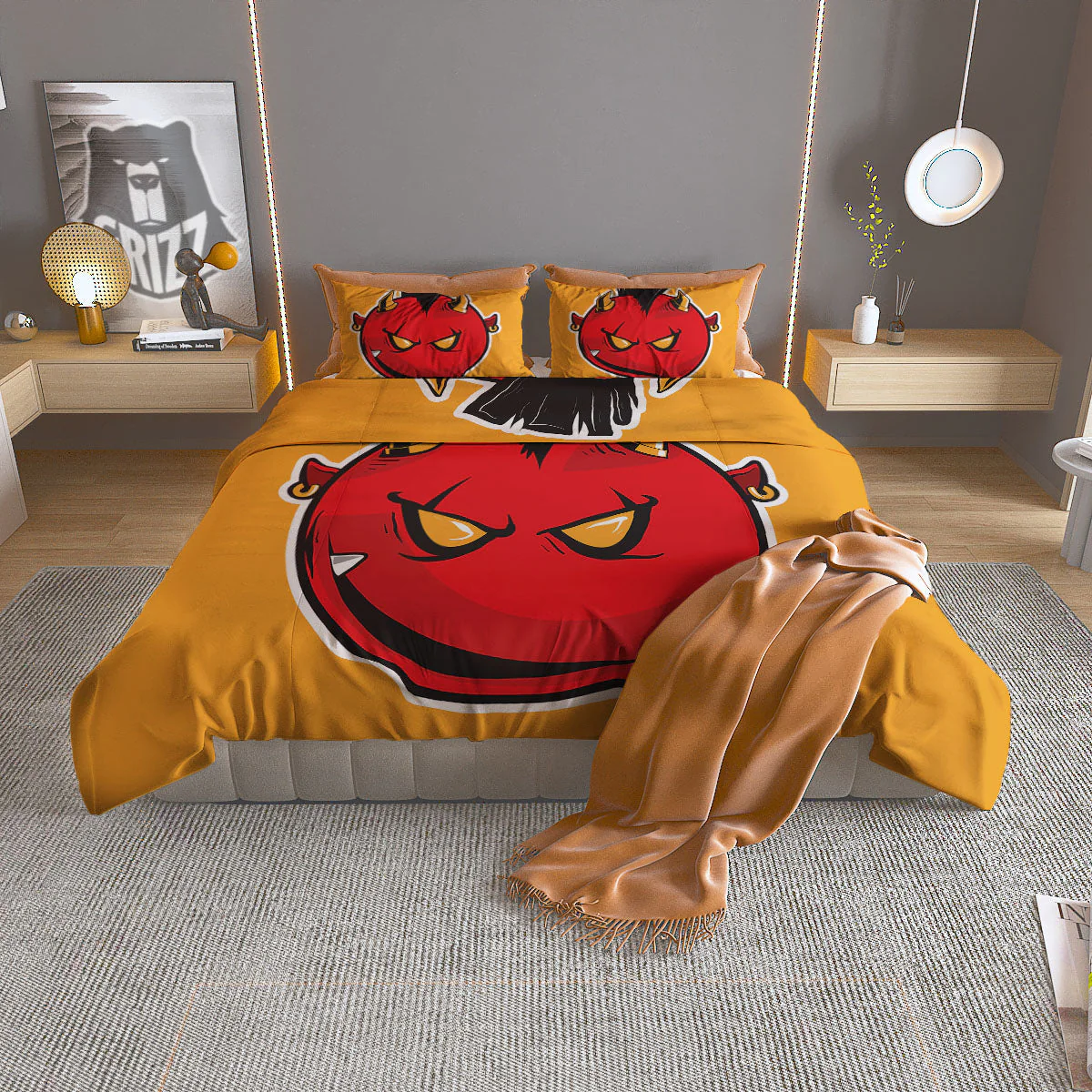 Punk Devil Mohawk Print Duvet Cover Bedding Set