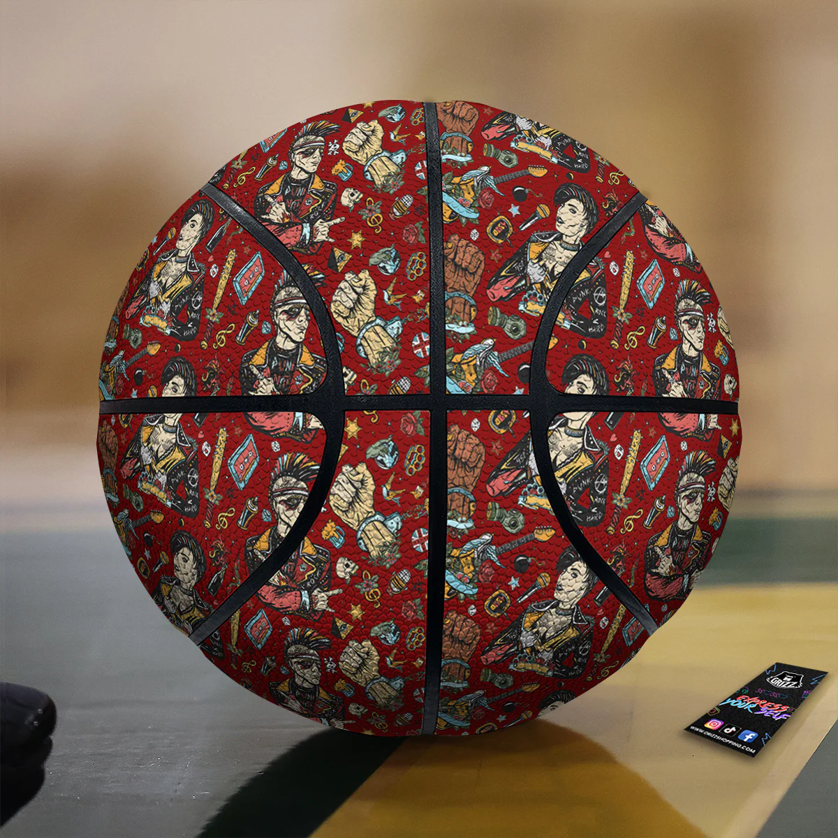 Punk Girl Lifestyle Tattoo Print Pattern Basketball