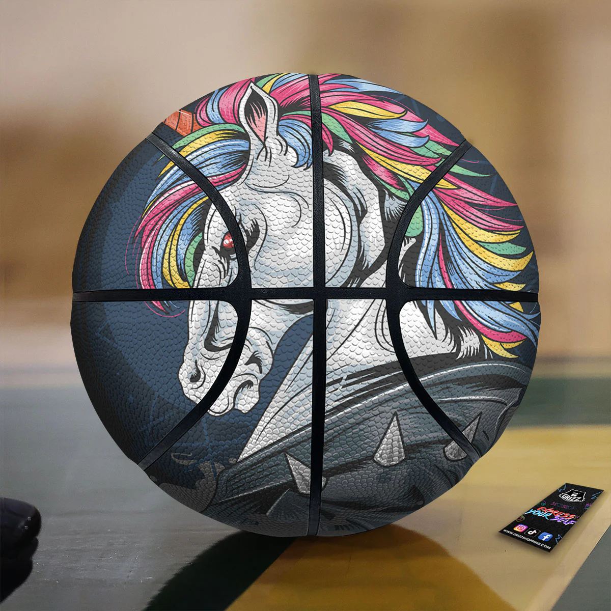 Punk Unicorn Print Basketball