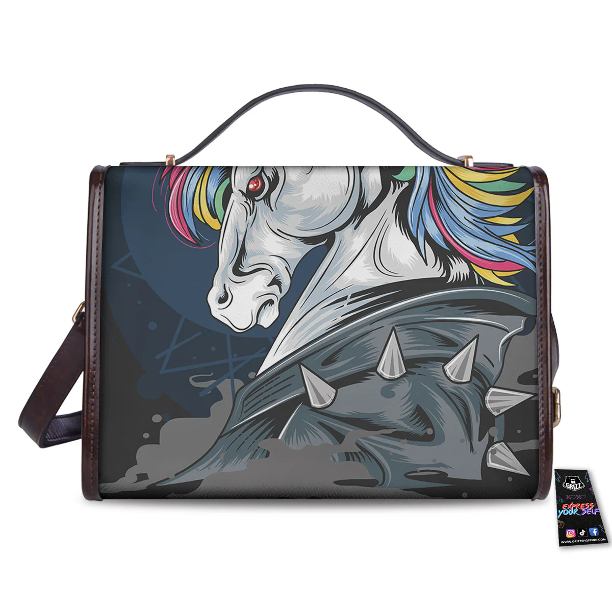 Punk Unicorn Print Women's Satchel Bag - Image 2
